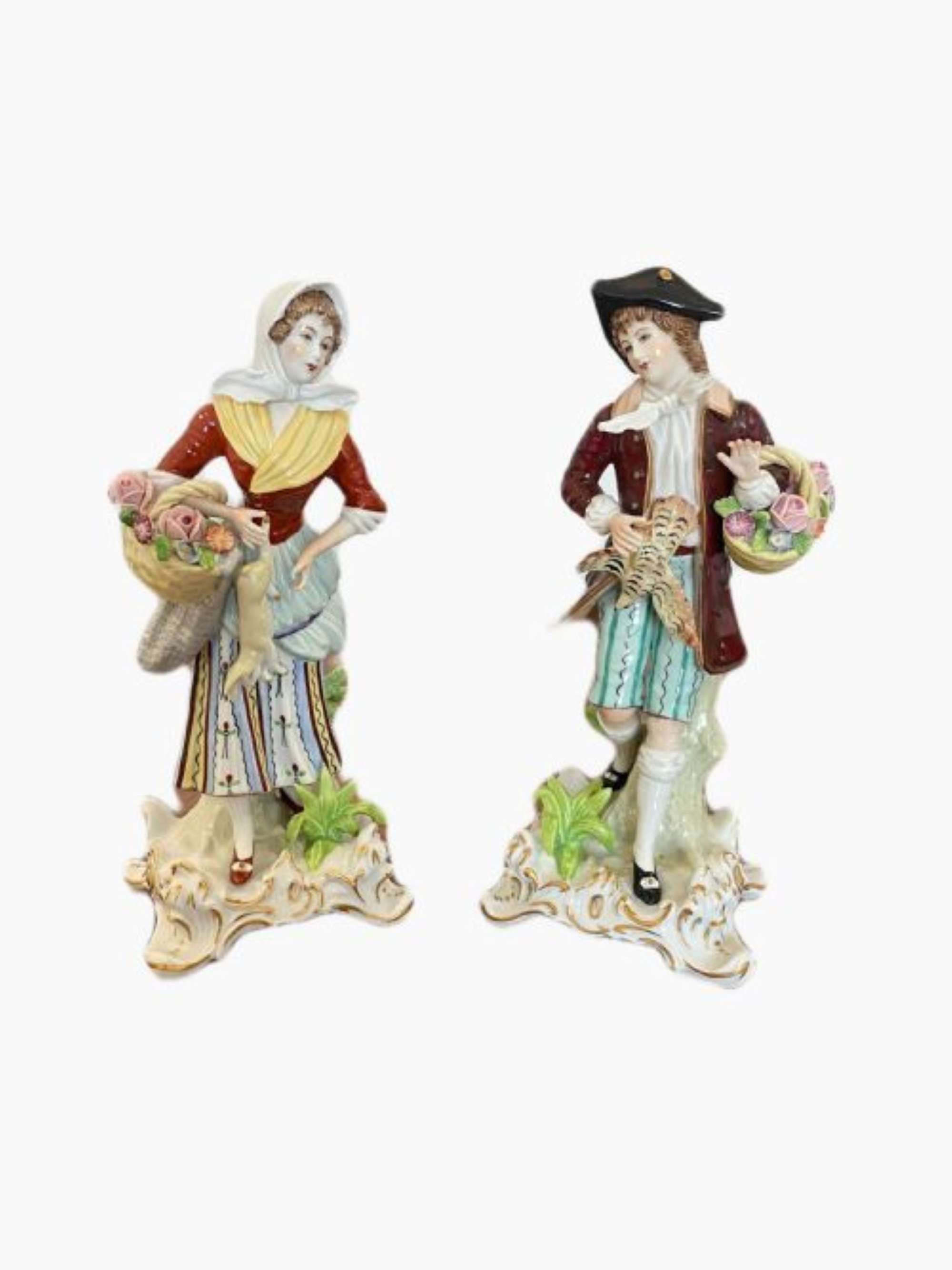 Pair Of Antique Continental Porcelain Figures