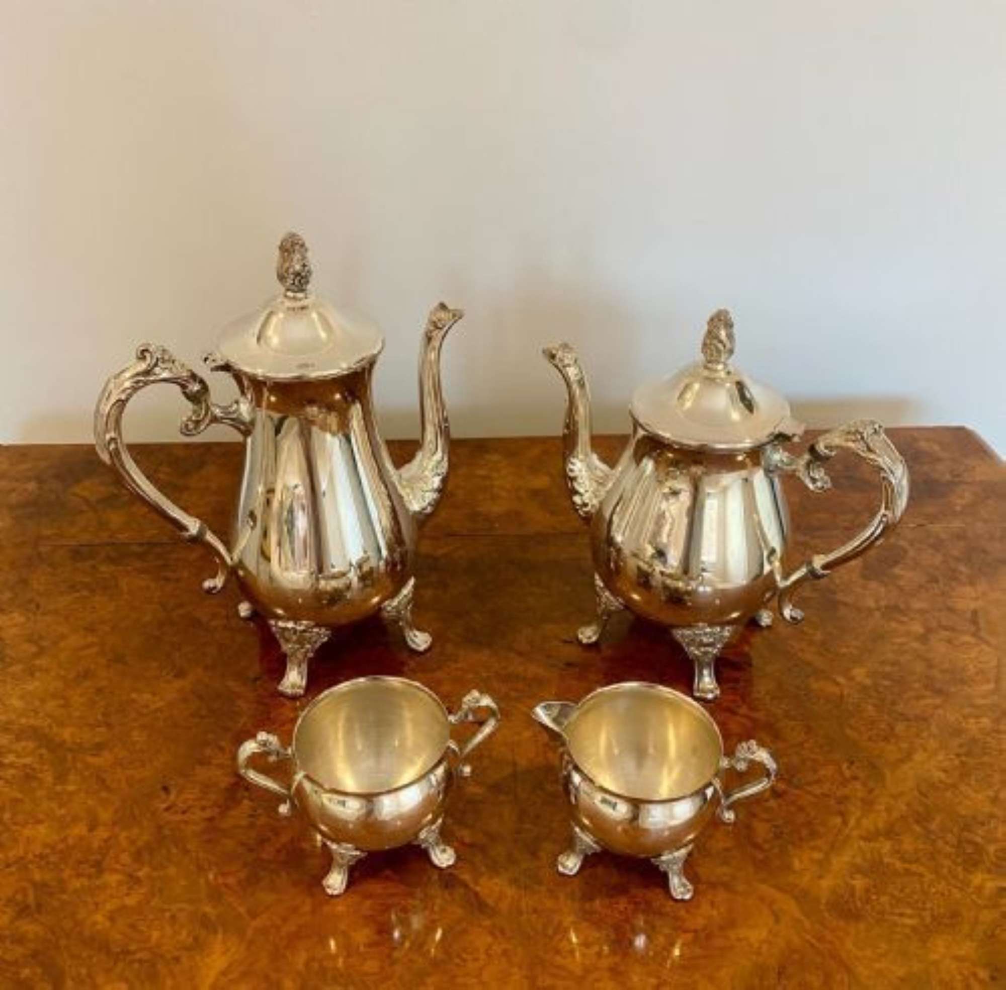 Antique Edwardian Quality Silver Plated Four Piece Tea Set