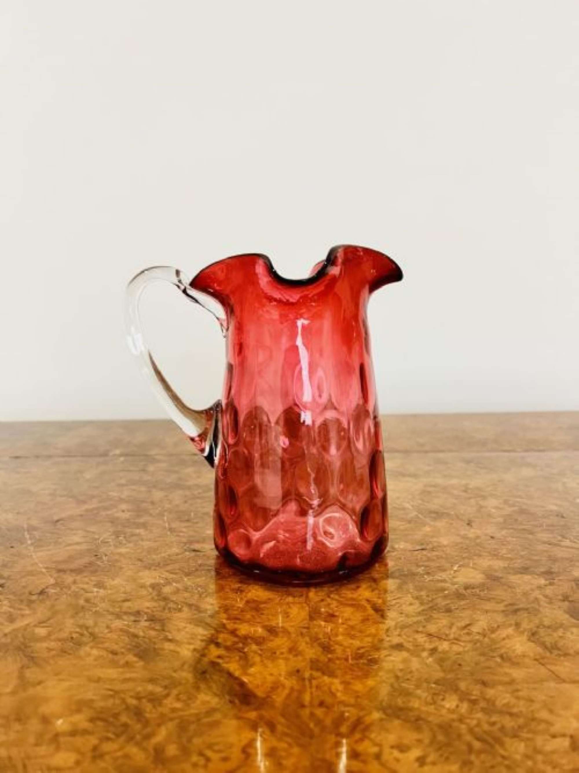 Antique Victorian Cranberry Glass Jug