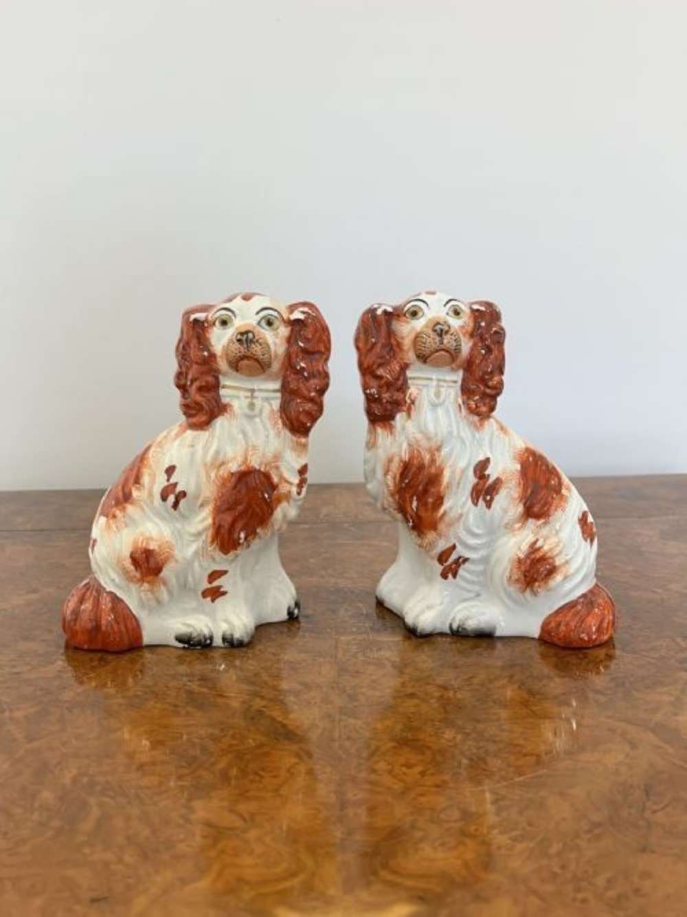 Quality Pair Of Antique Victorian Seated Spaniels