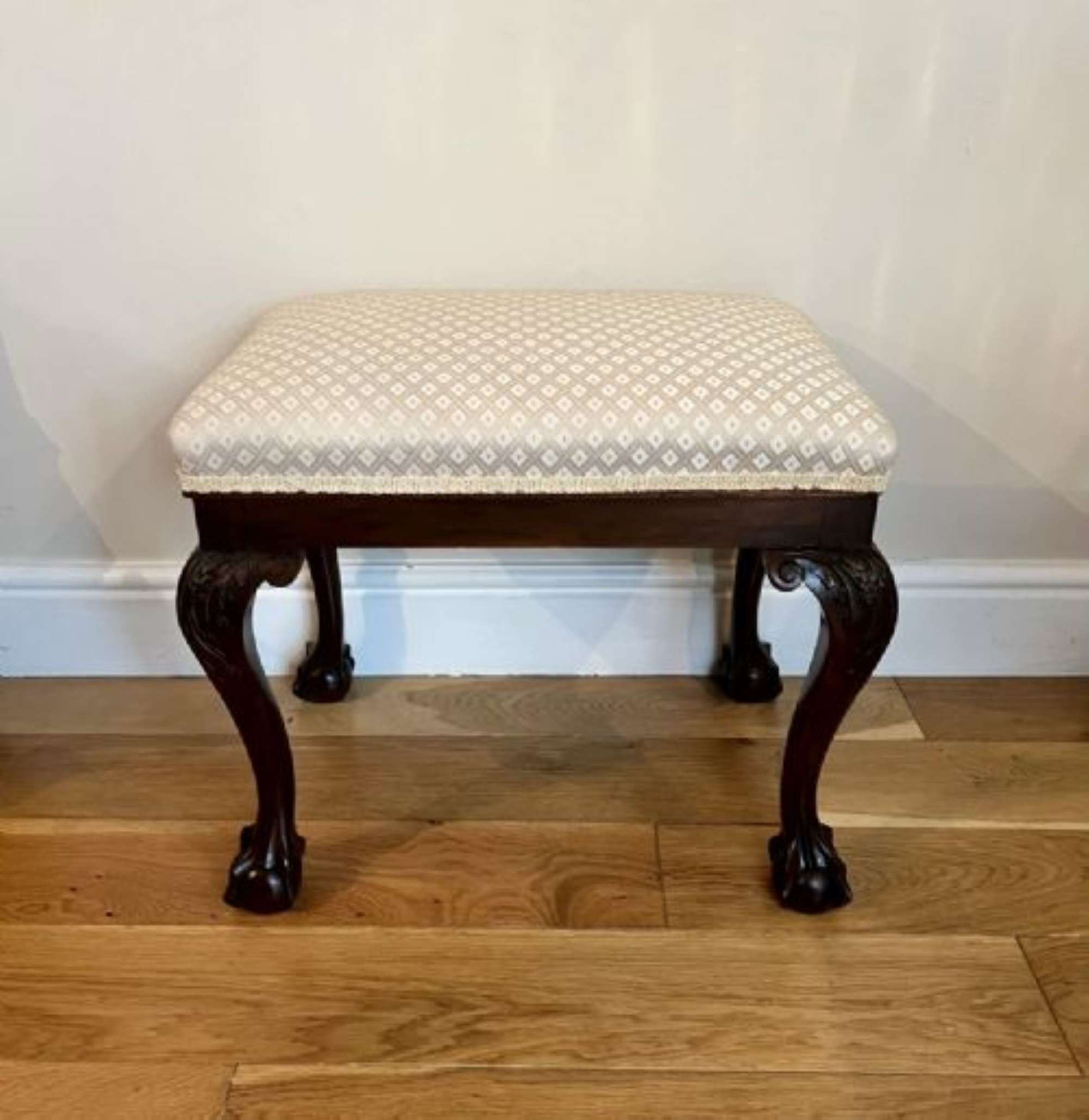 Antique Victorian Quality Carved Mahogany Stool