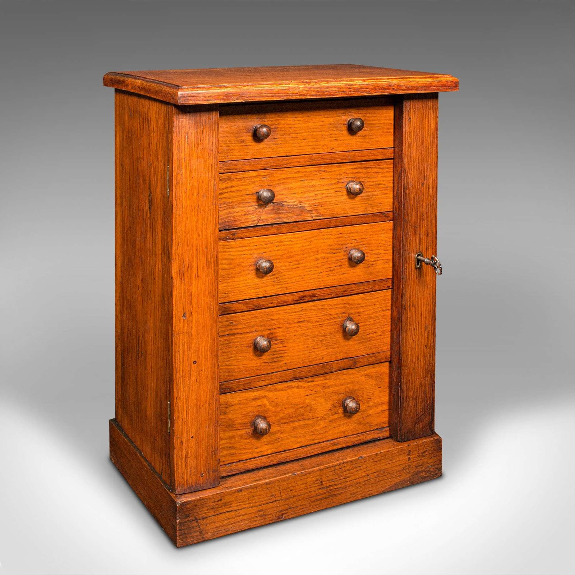 Antique Wellington Chest Of Drawers, English, Oak, Specimen Cabinet, Victorian