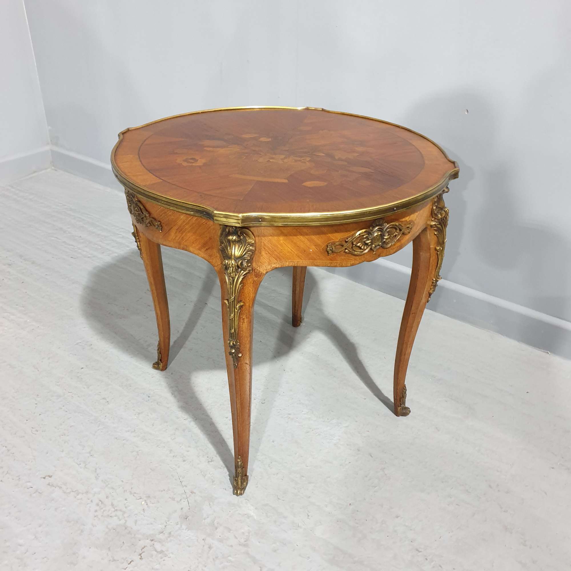 French Marquetry Antique Coffee Table