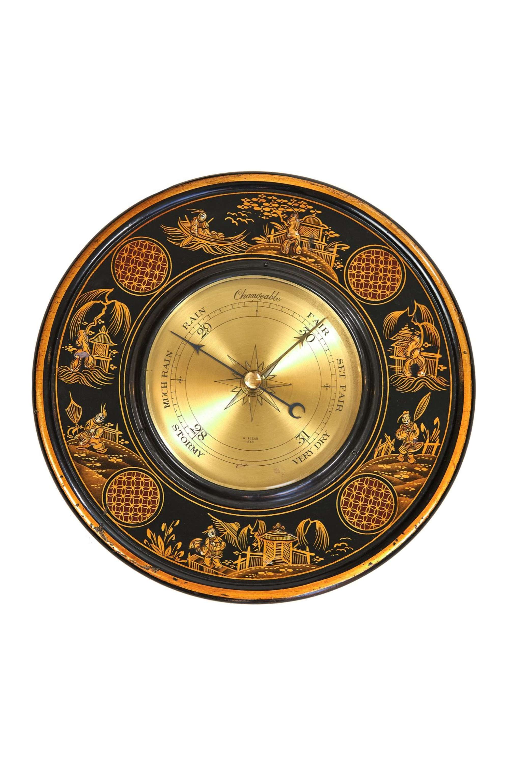 Chinoiserie Decorated Circular Barometer,circa 1930s