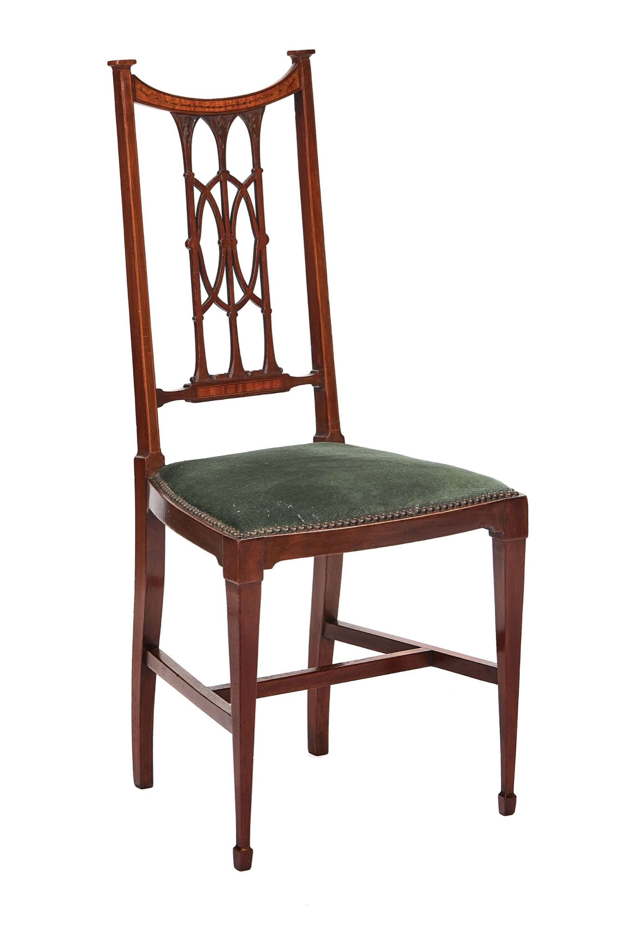 Fine Edwardian inlaid & carved Side Chair