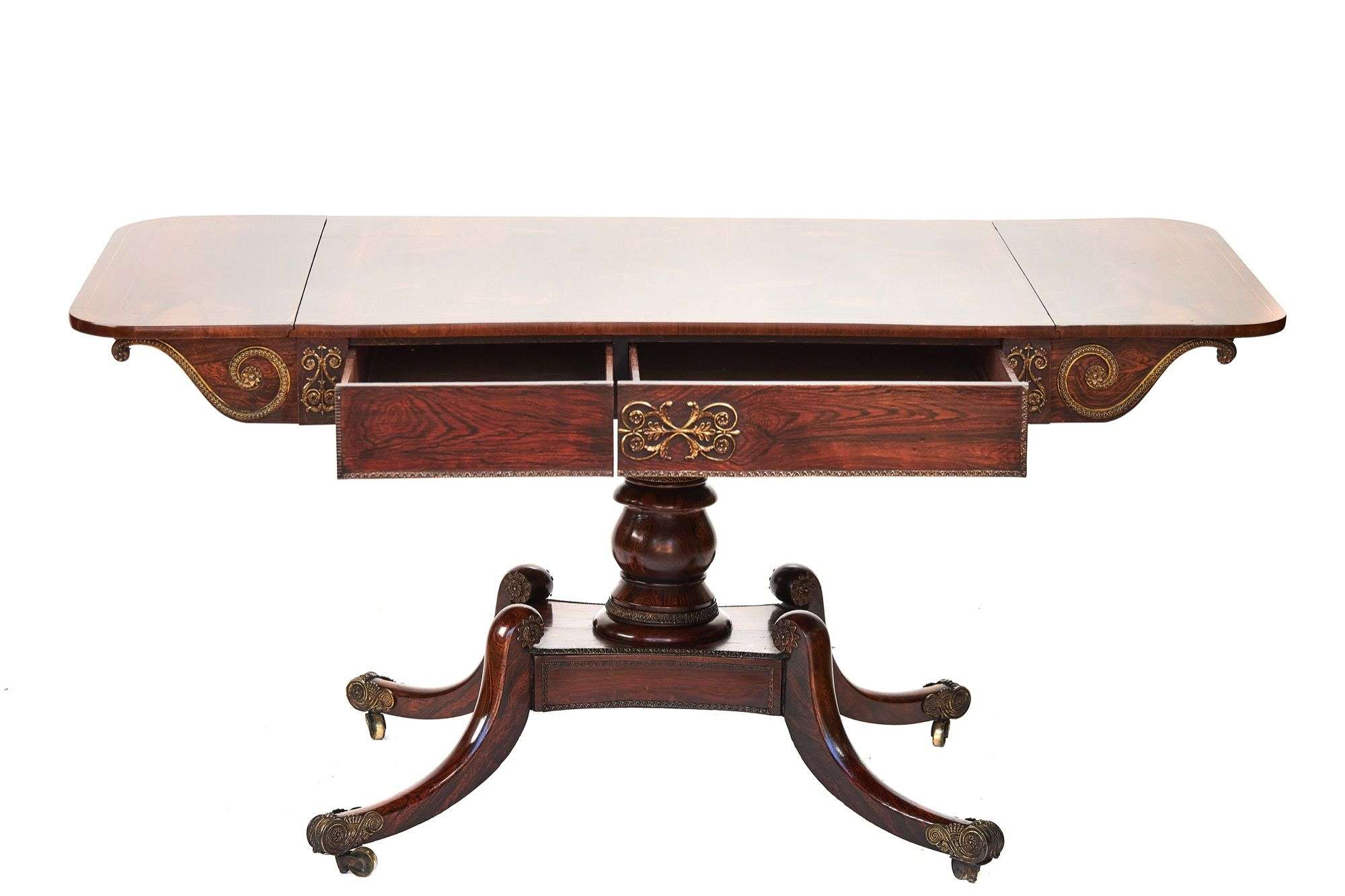 Fine Regency Rosewood  Sofa table with gilded brass mounts