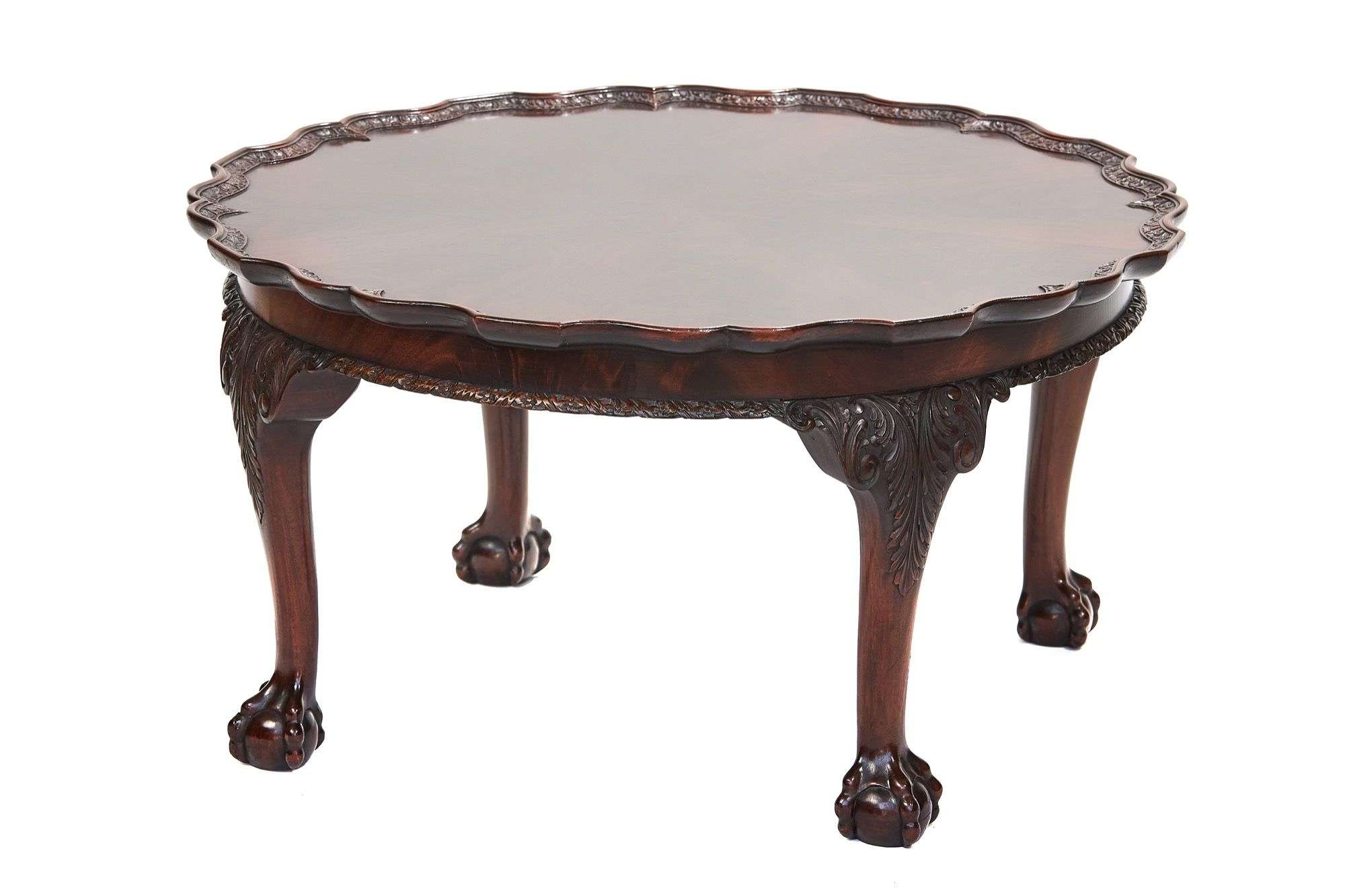 Antique Mahogany & Carved pie crust coffee table, circa 1920s