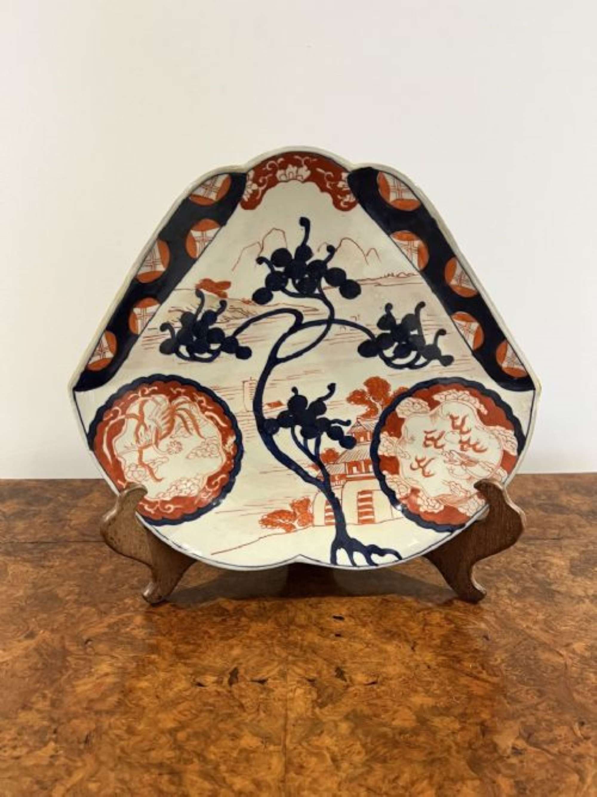 Unusual Shaped Antique Japanese Imari Plate
