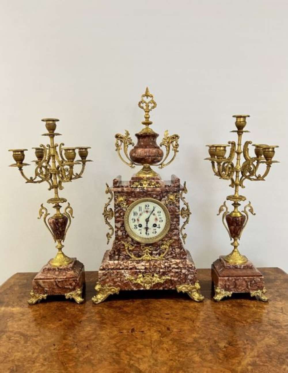 Superb Quality Antique Victorian French Ornate Marble Clock Set