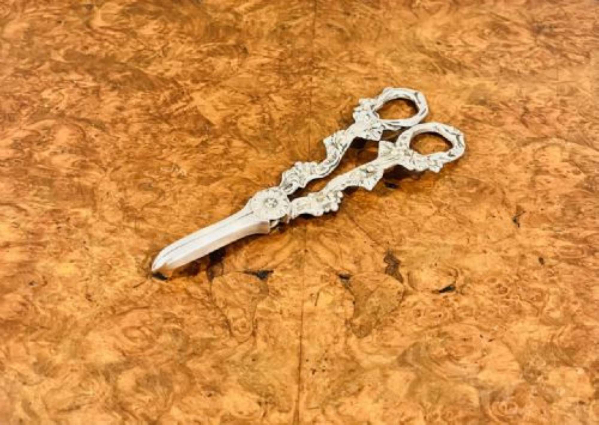 Lovely antique Edwardian silver plated grape scissors