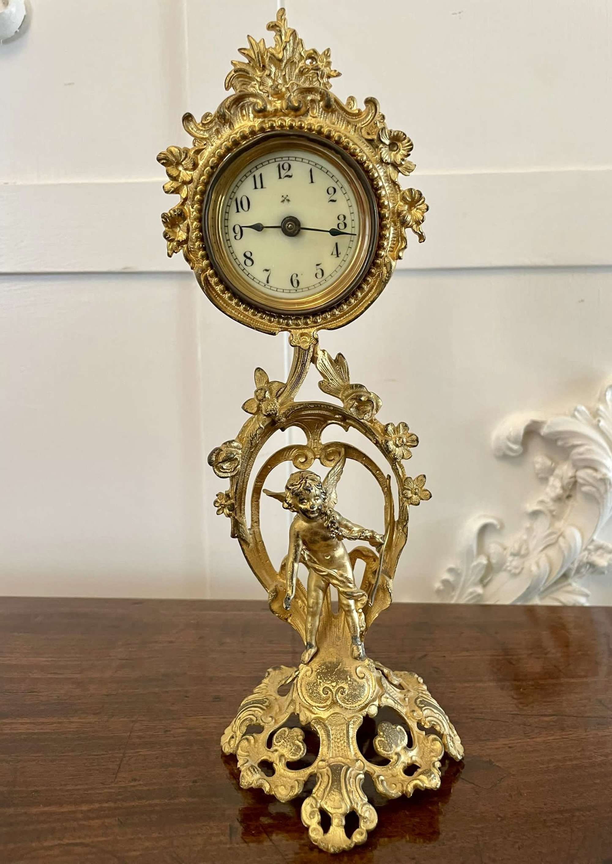 Fine Antique Victorian French Ornate Gilded Clock