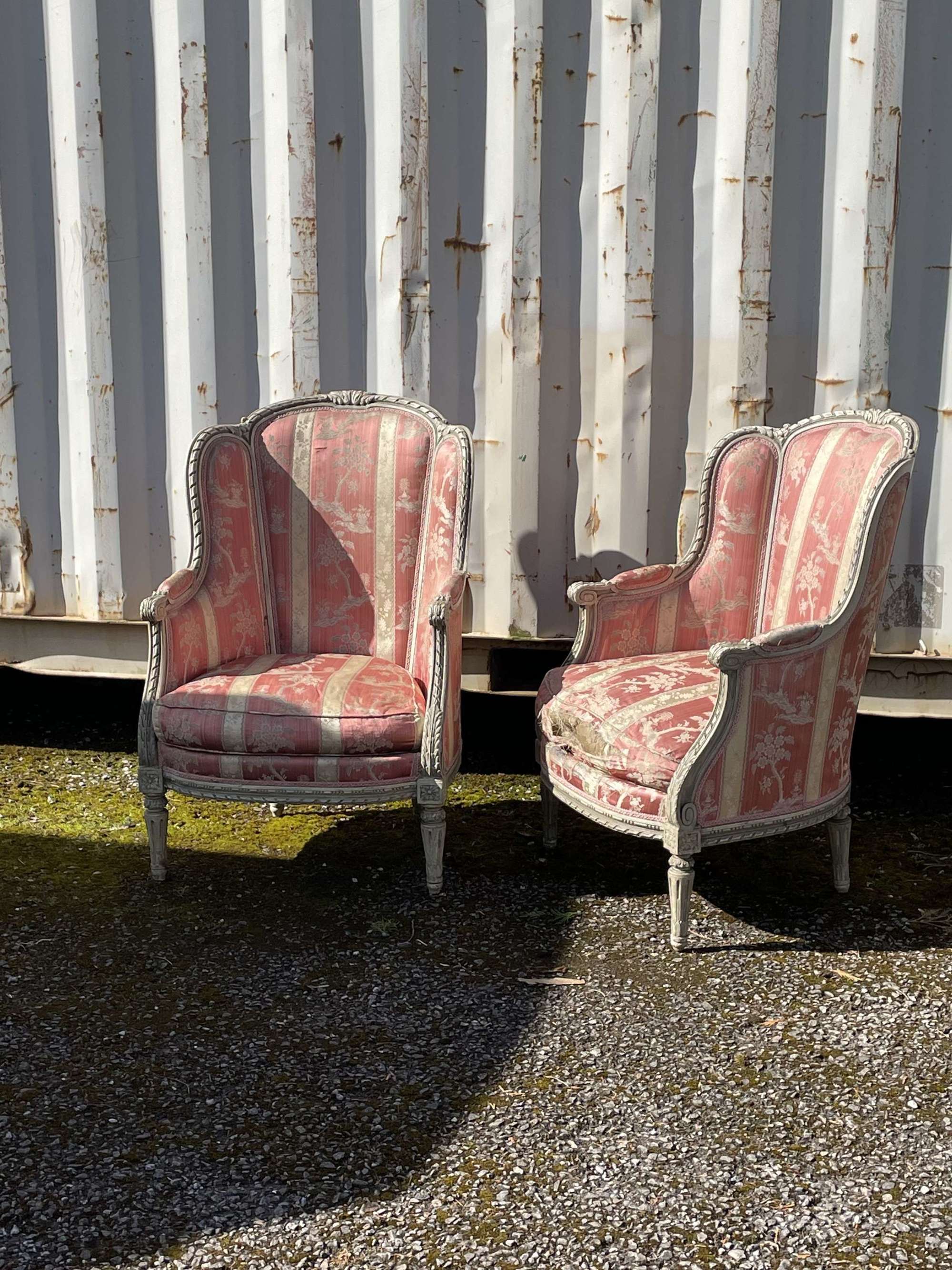 Pair of Large  French 19th C Bergere Chairs