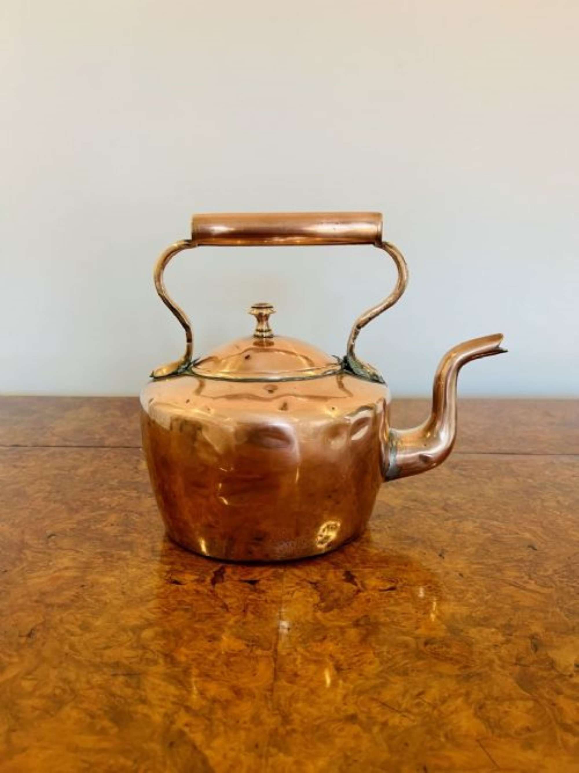 ANTIQUE GEORGE III QUALITY SMALL COPPER KETTLE