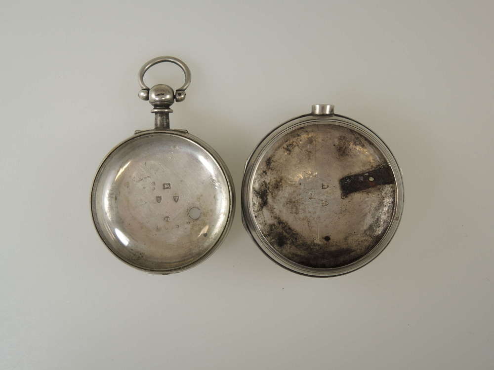 English silver PAIR CASE for verge or fusee c1868