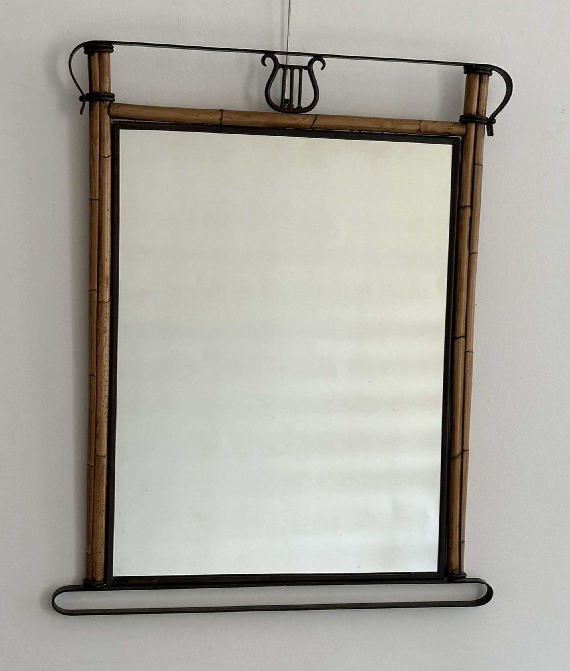 Italian Bamboo and Fer Forge Mirror 1940s