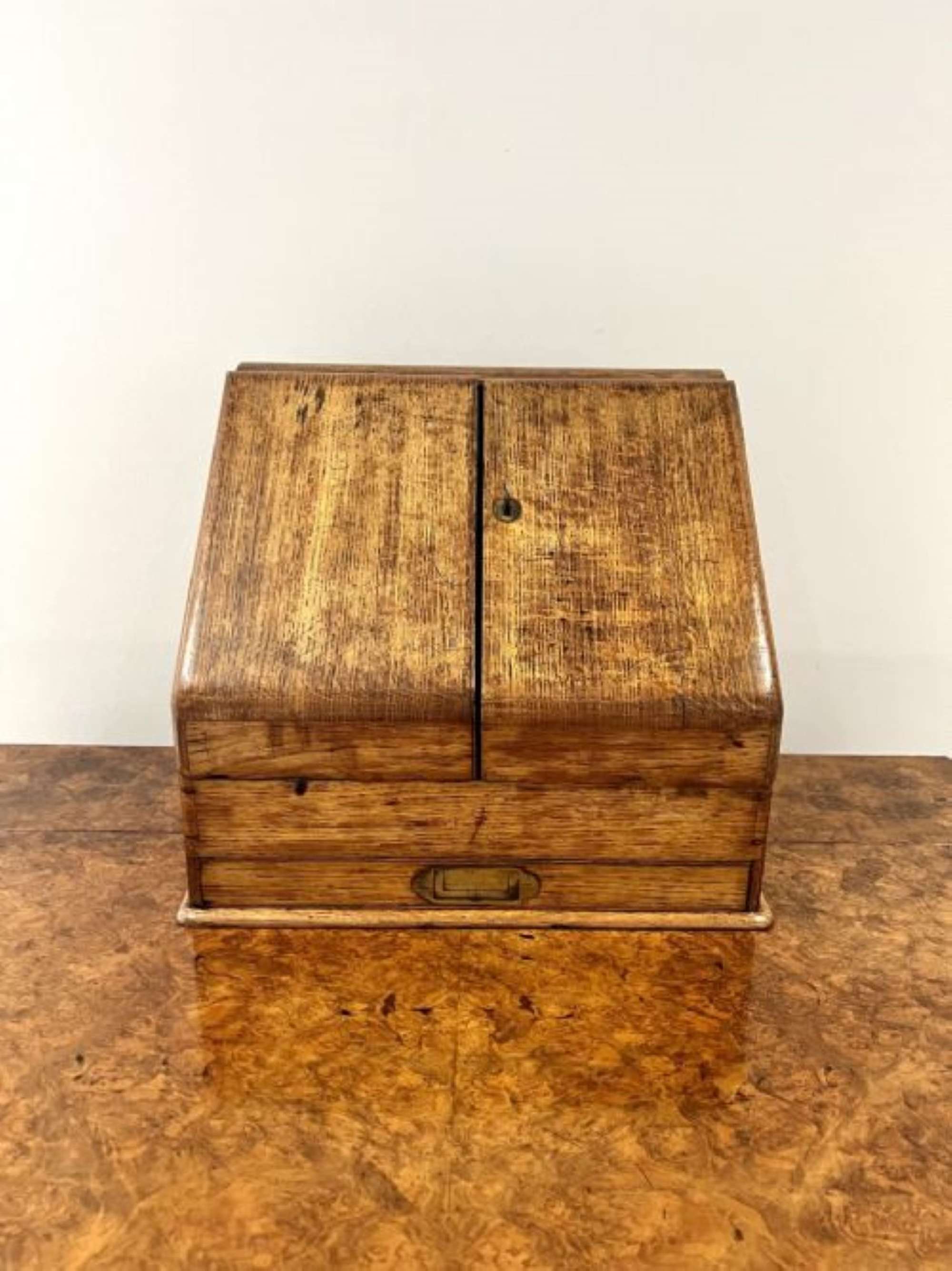 Quality Antique Victorian Oak Stationary Box
