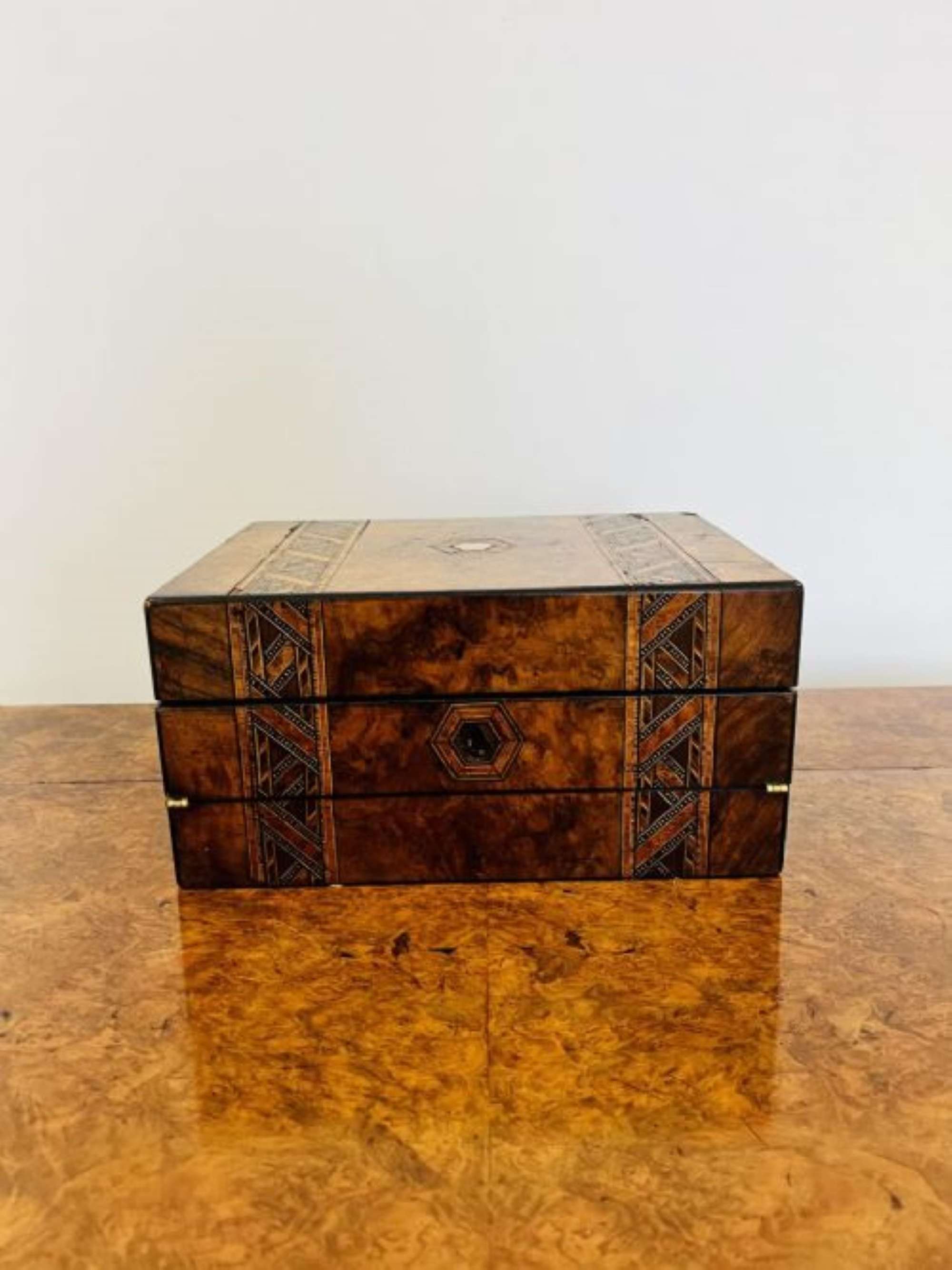 Lovely Antique Victorian Tunbridge Ware Inlaid Writing Box