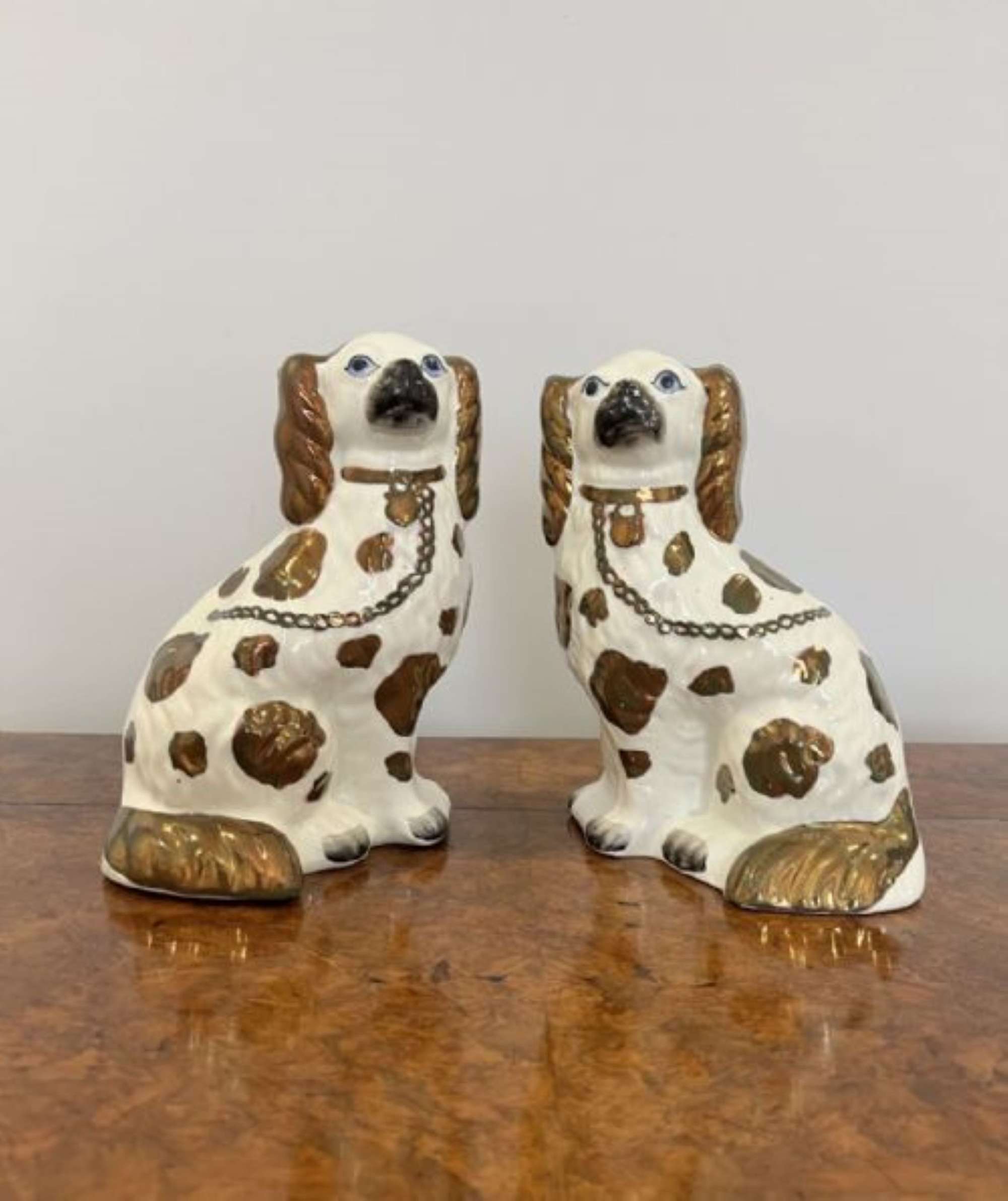 Stunning Pair Of Antique Victorian Staffordshire Dogs