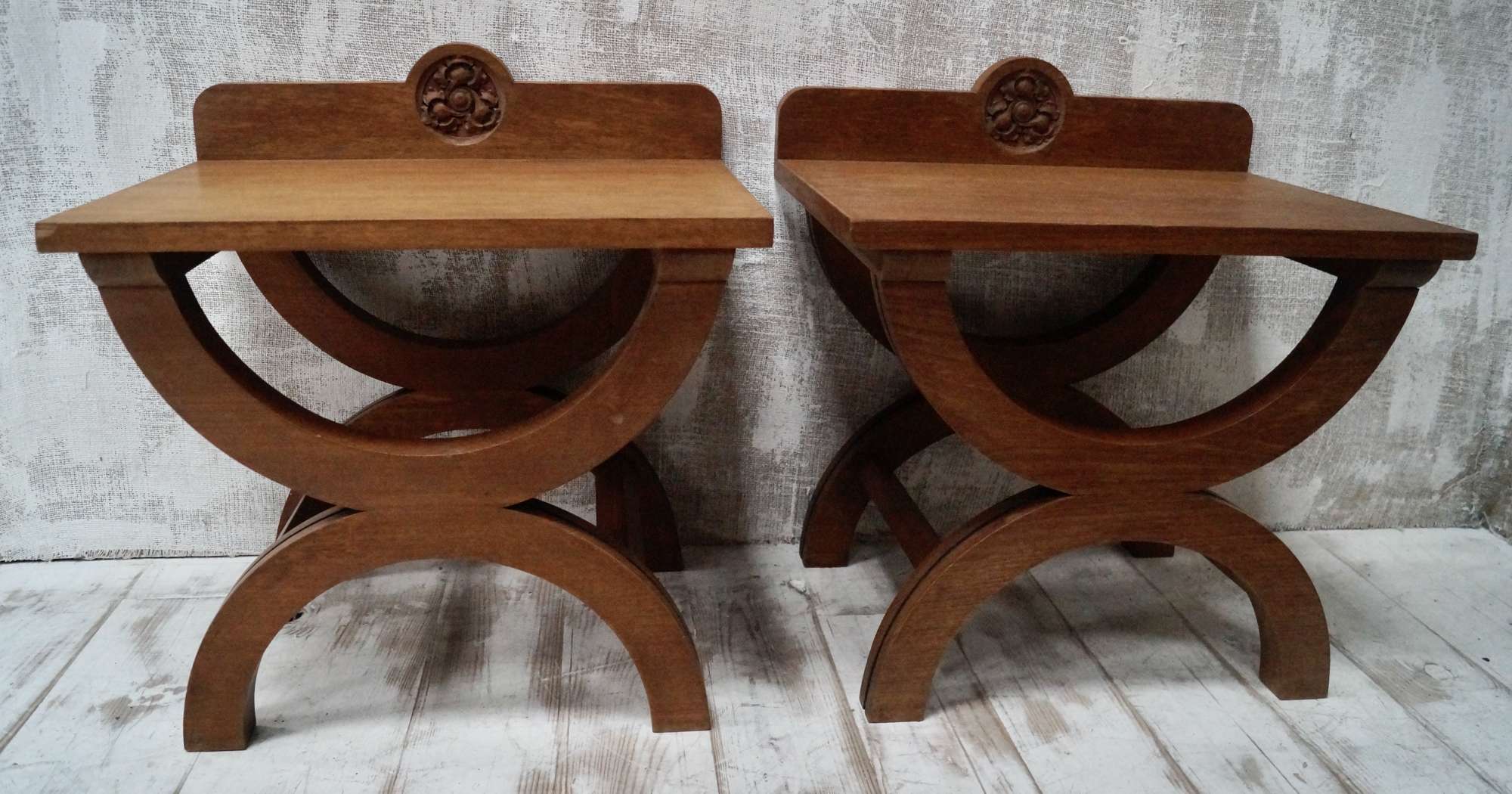 Vintage Pair Of Mahogany Luggage Stands