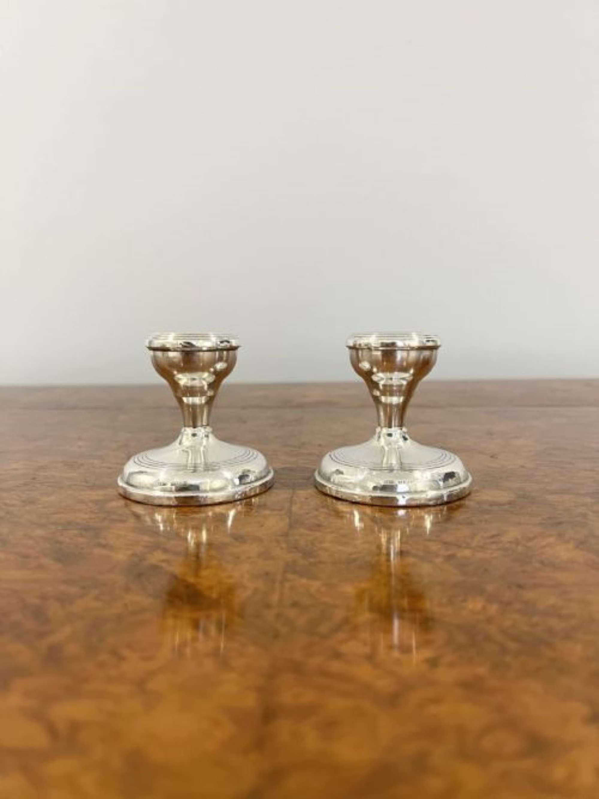 Quality Pair Of Small Antique Silver Candlesticks