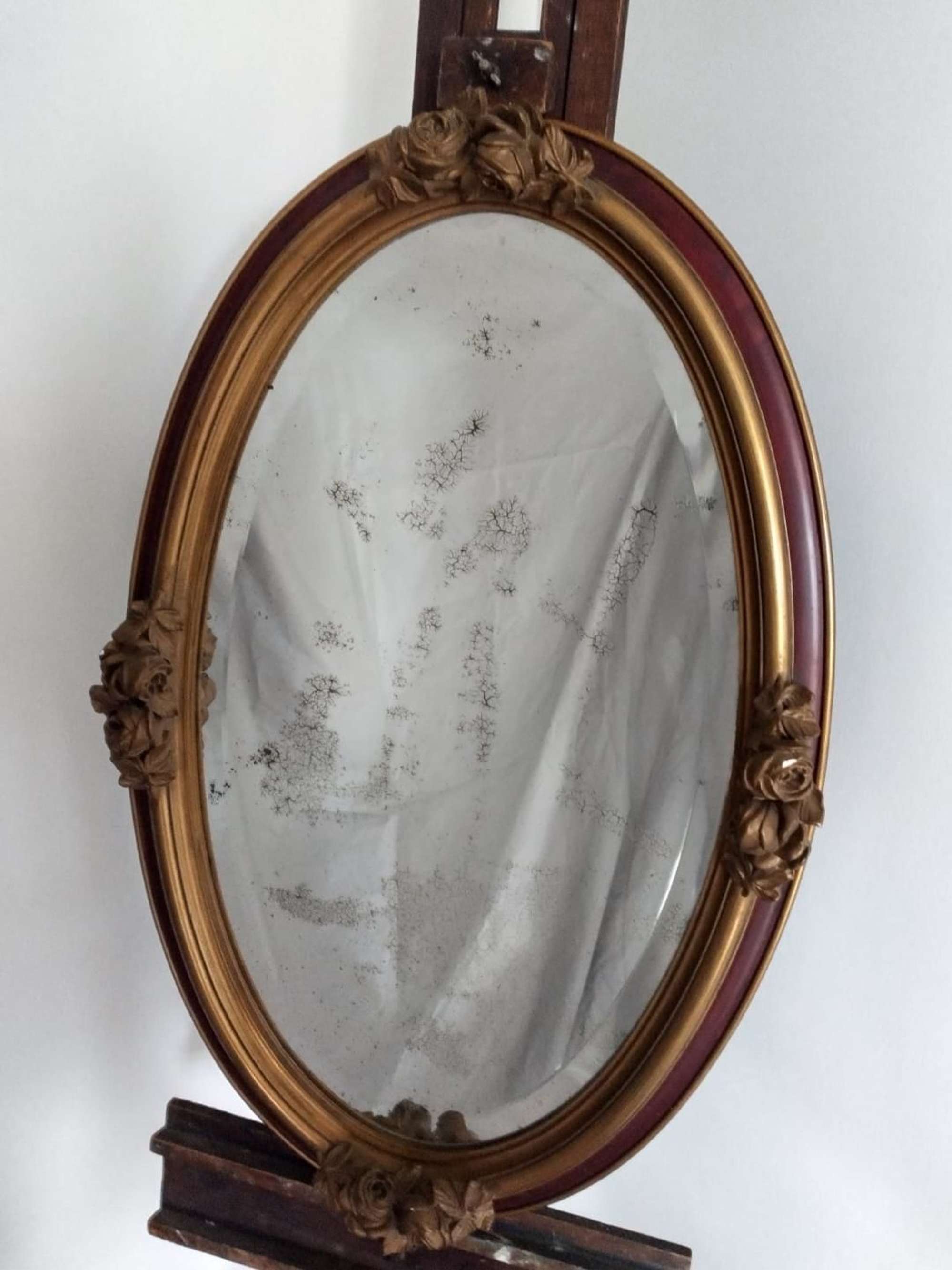 French Oval Antique Plate Mirror