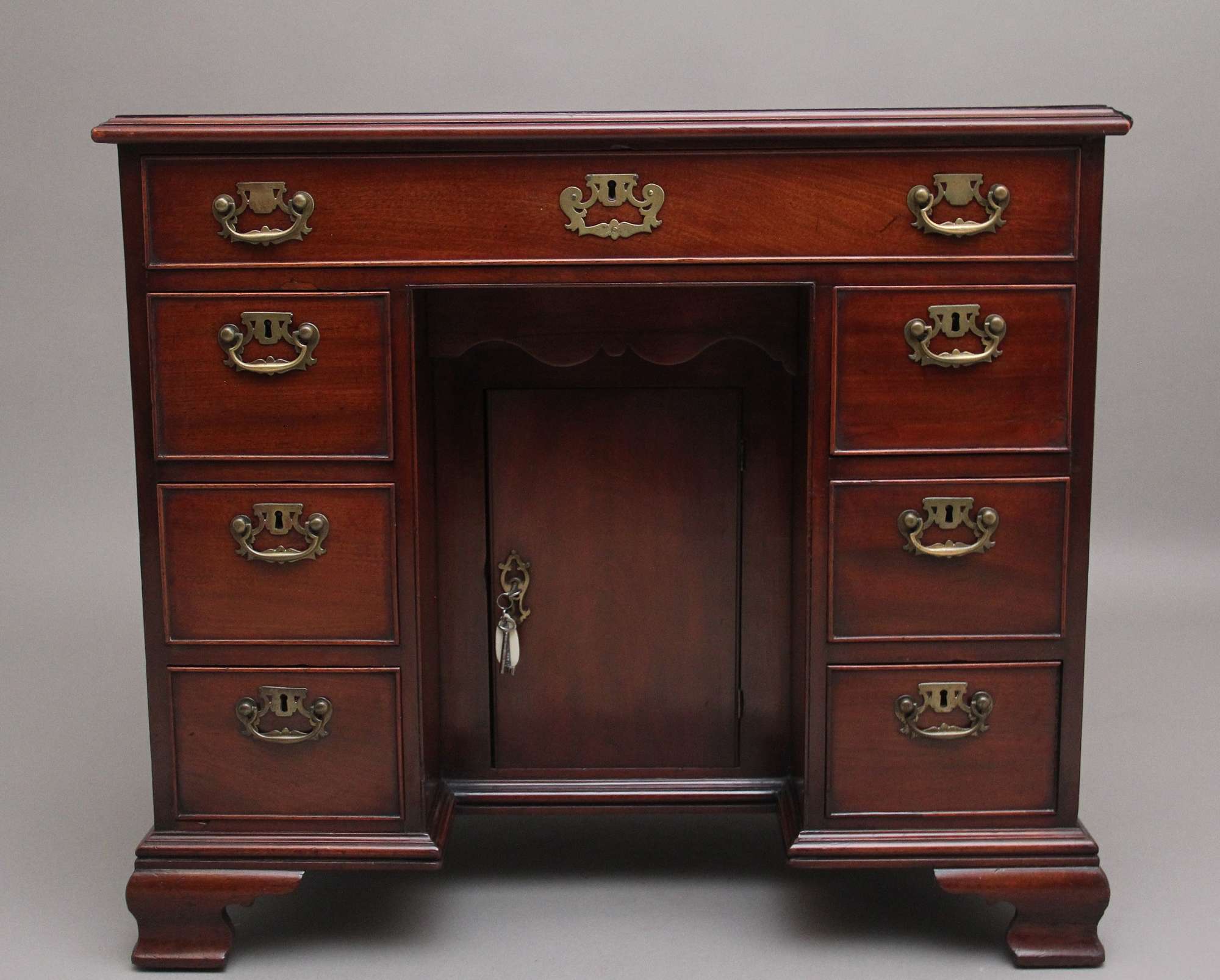 18th Century Antique Mahogany Kneehole Desk
