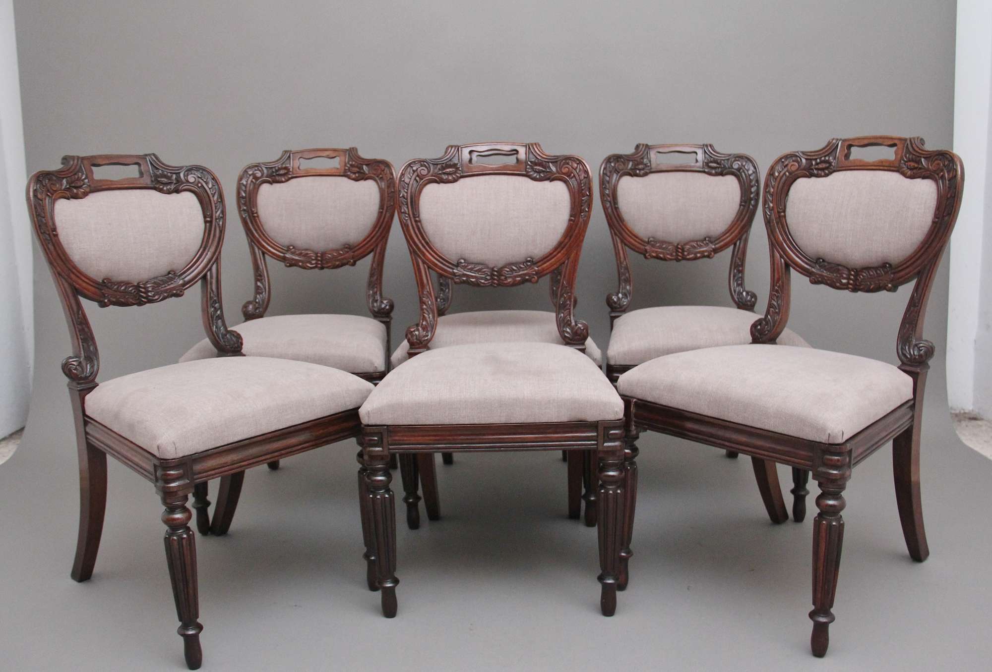 A Set Of Six Anglo Indian Rosewood Antique Dining Chairs