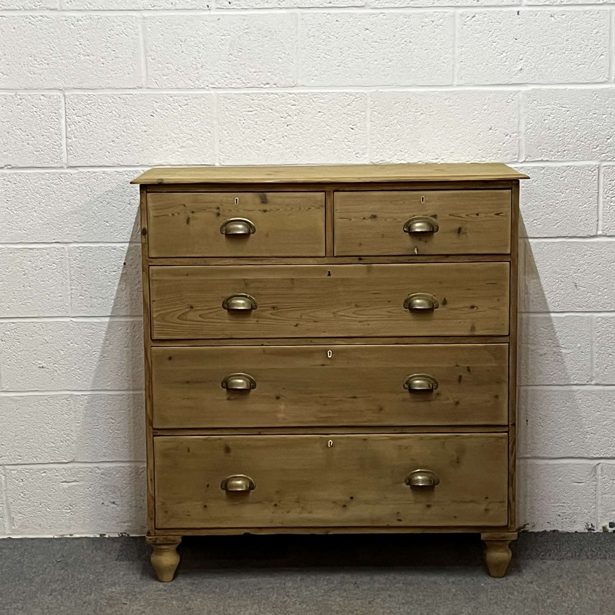 Large Late Victorian Pine Antique Chest Of Drawers