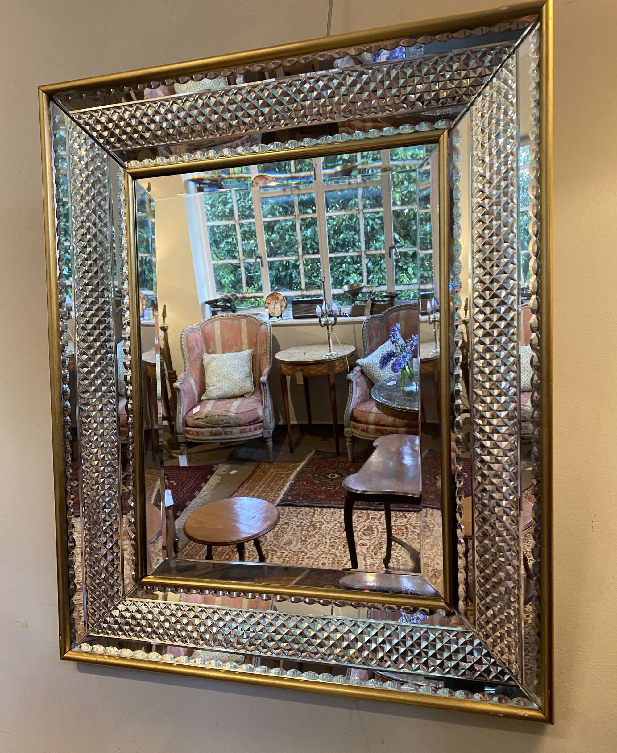 Mid century faceted mirror