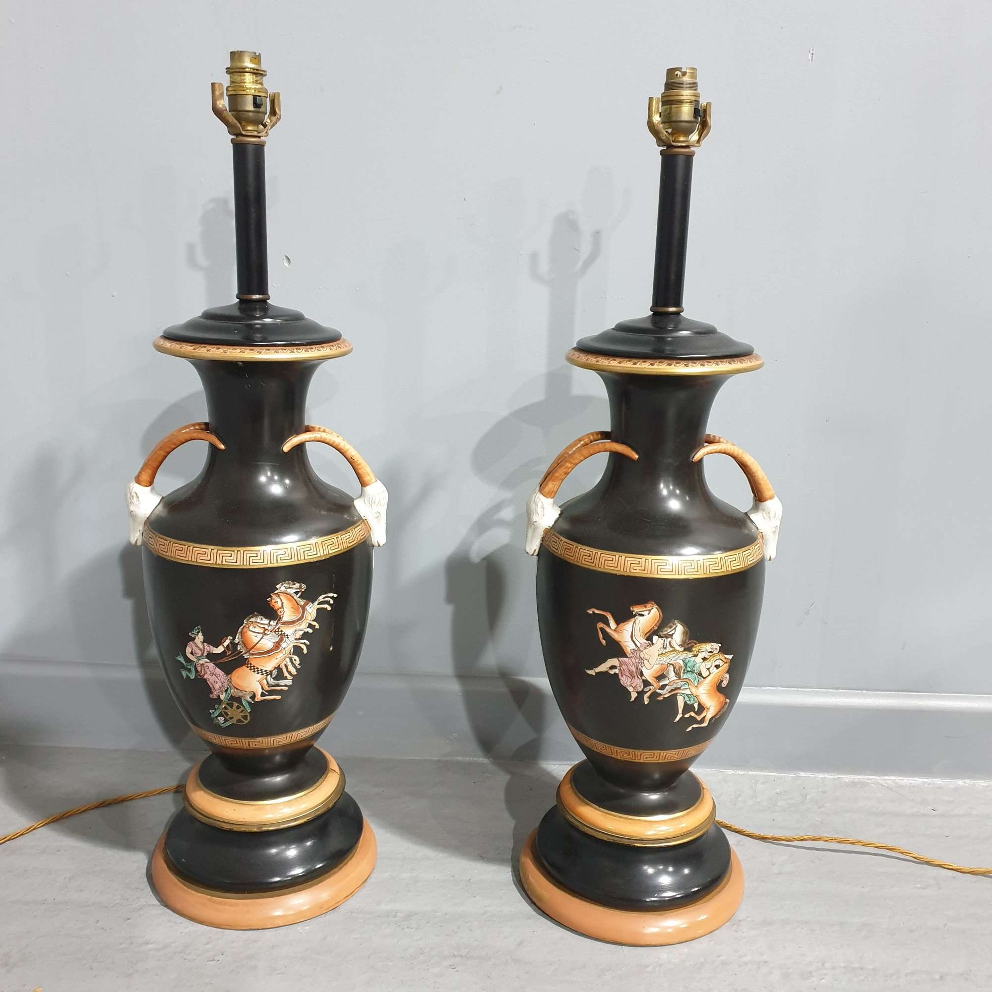 Large Pair Antique Table Lamps