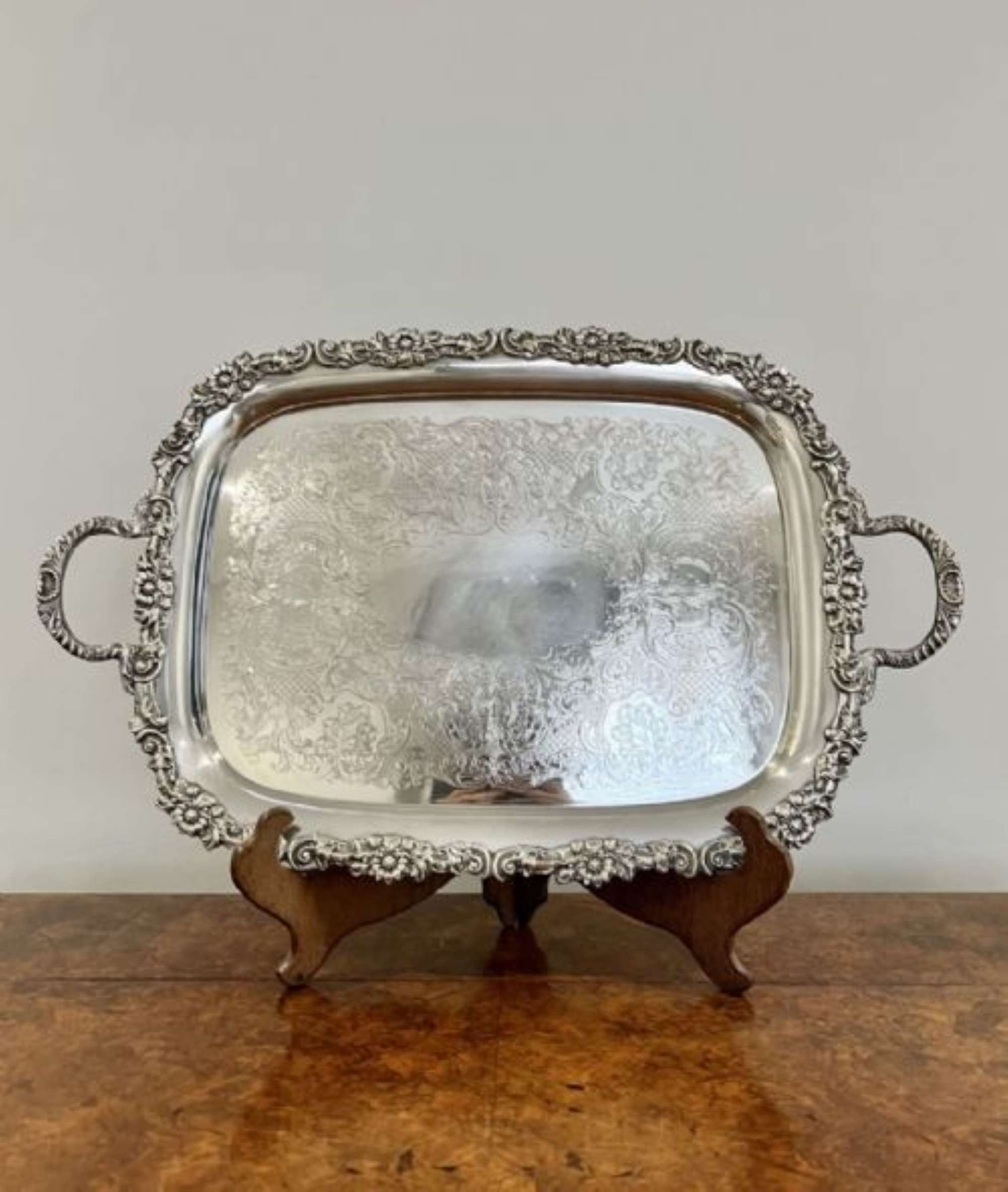 Fantastic Quality Antique Victorian Silver Plated Ornate Serving Tray