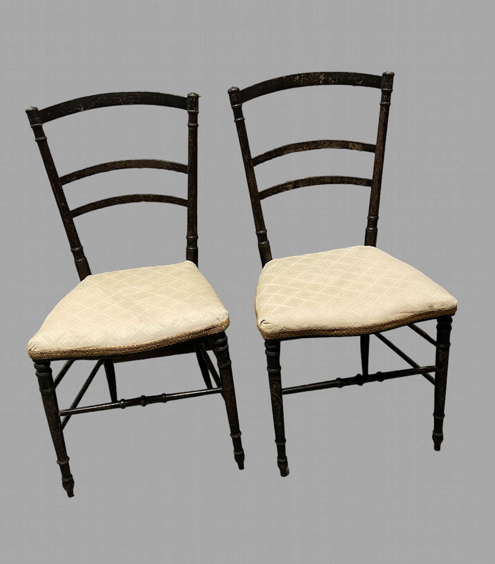 A Pair of Chinoiserie Children/Side Chairs