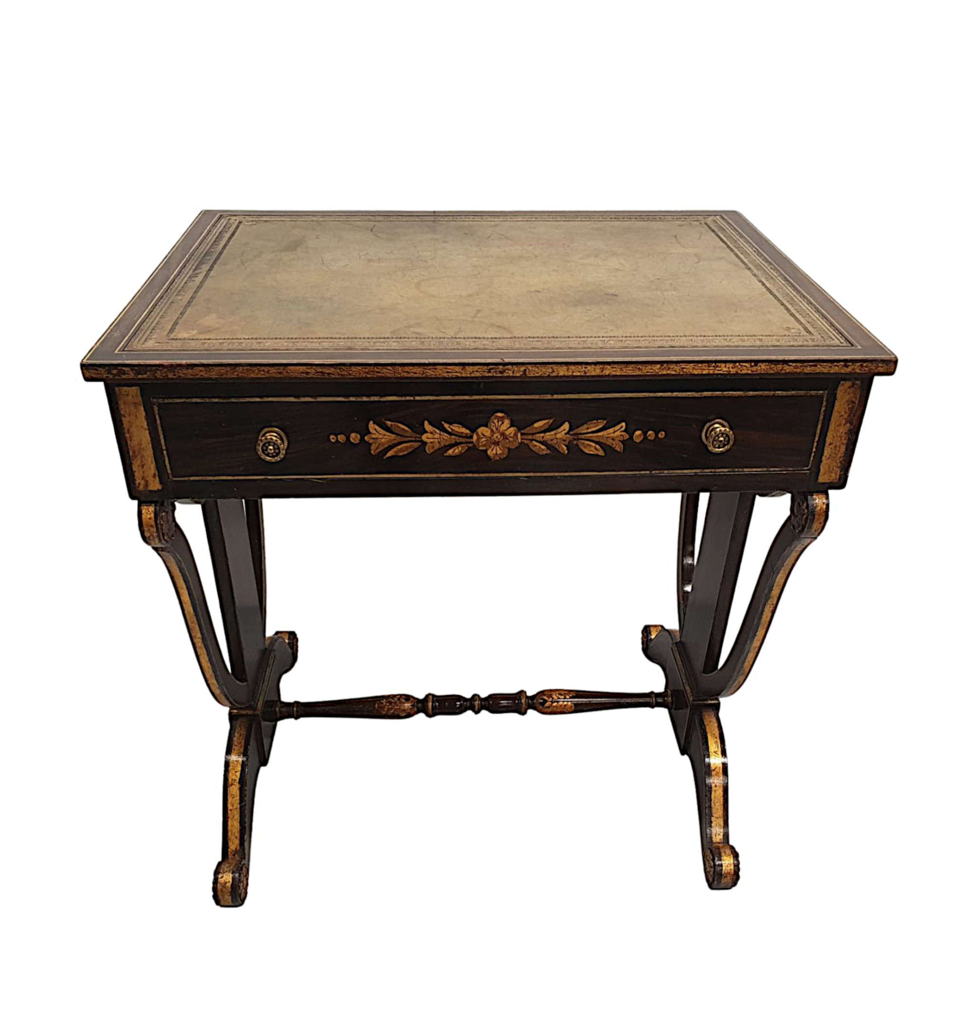 A Fine And Rare Early 19th Century American Baltimore Federal Parcel Gilt Writing Desk