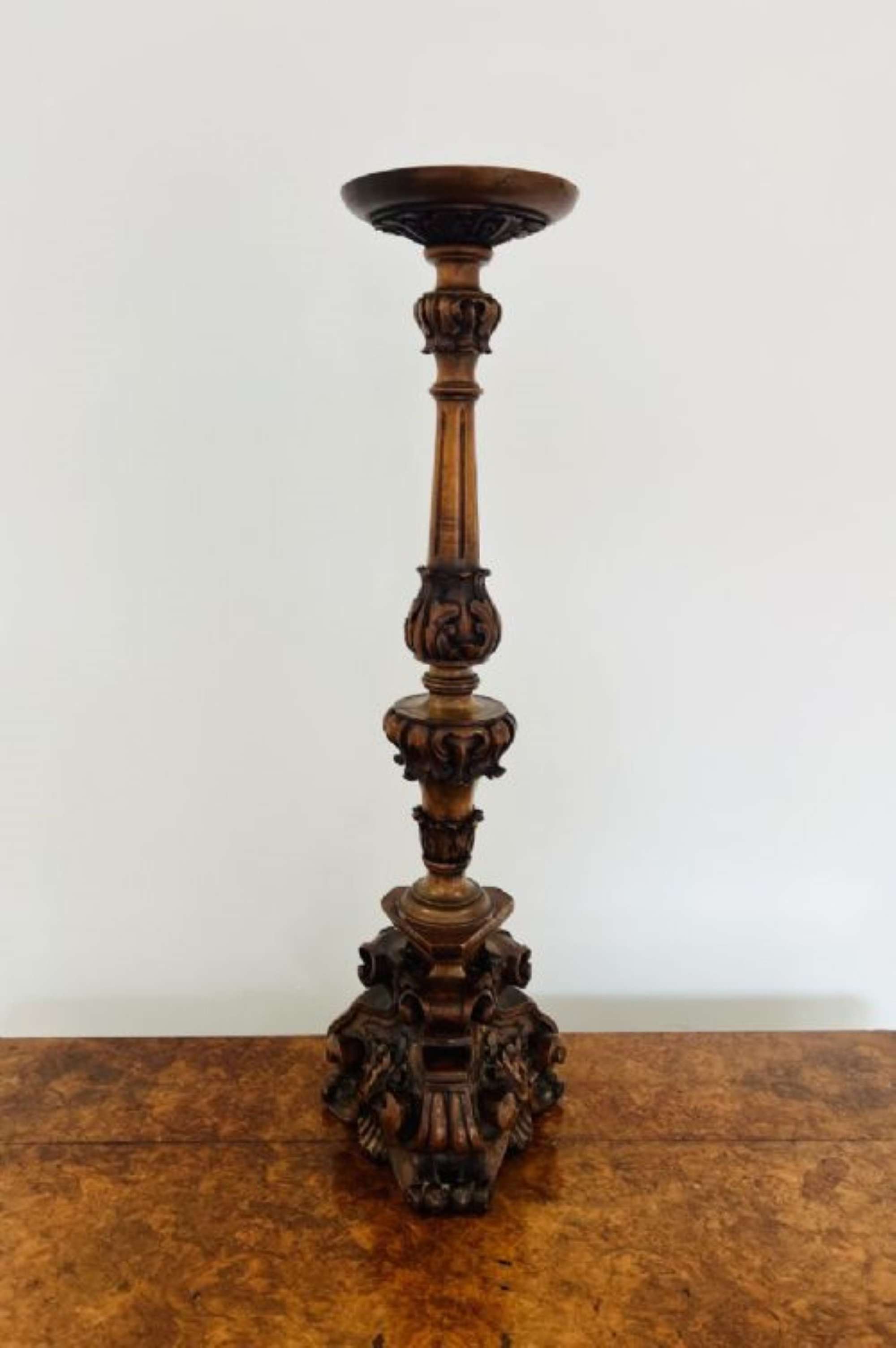 Unusual Italian Antique Victorian Quality Carved Walnut Stand