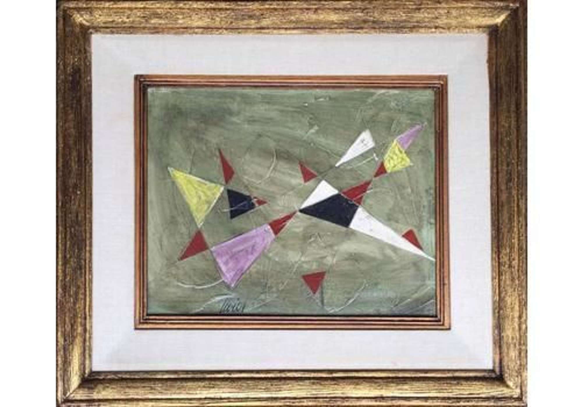 A Rare Abstract By Well Known Franco American Painter Charles Levier (1920 To 2003)