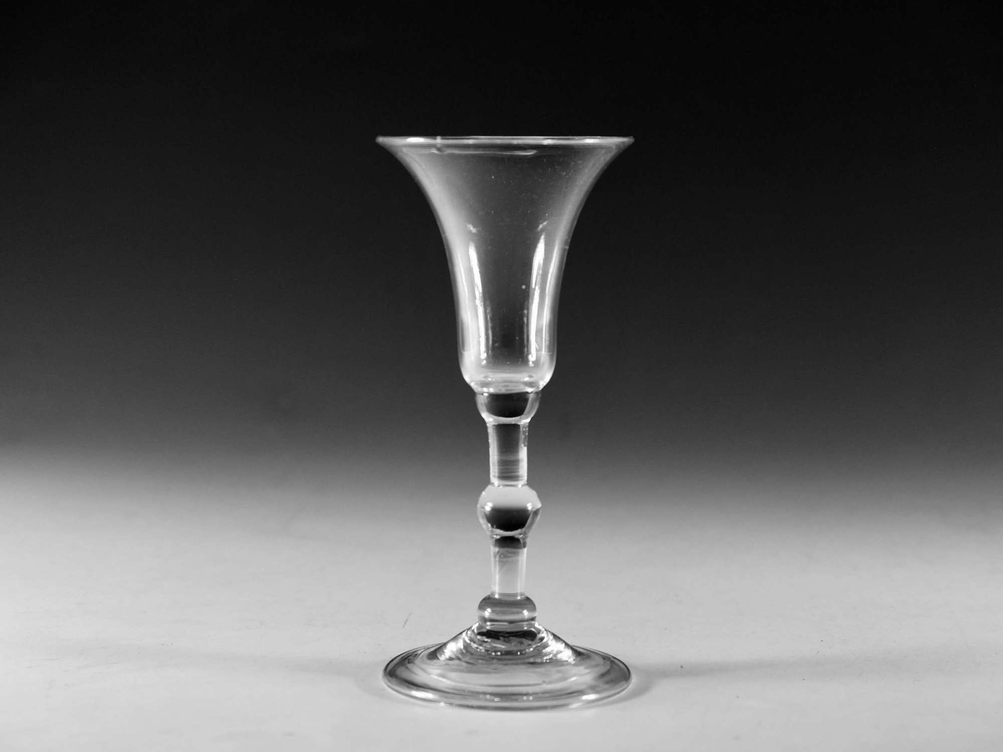 Antique glass balustroid wine glass English c1740