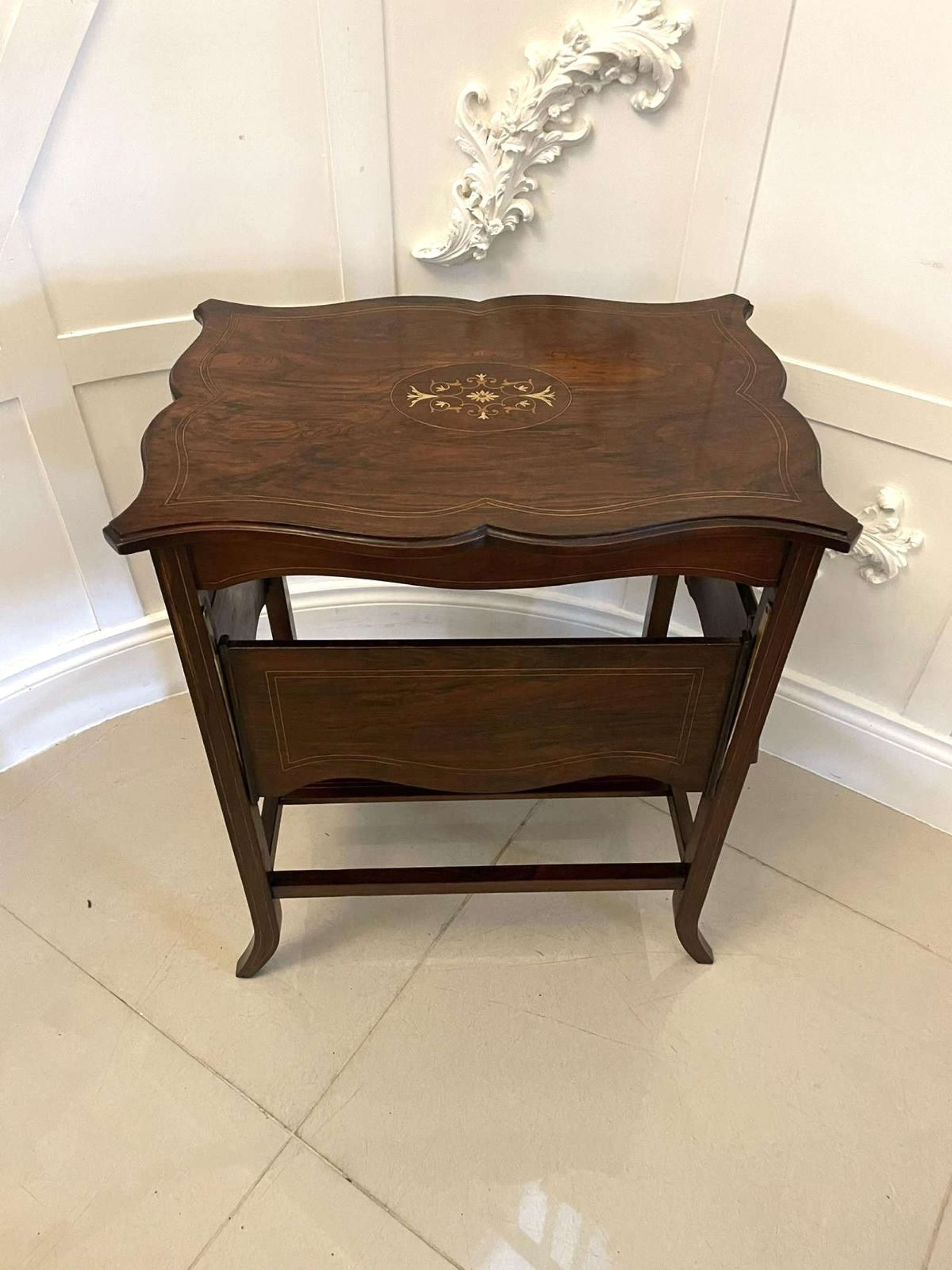 Unusual Antique Edwardian Inlaid Rosewood Centre/side Table