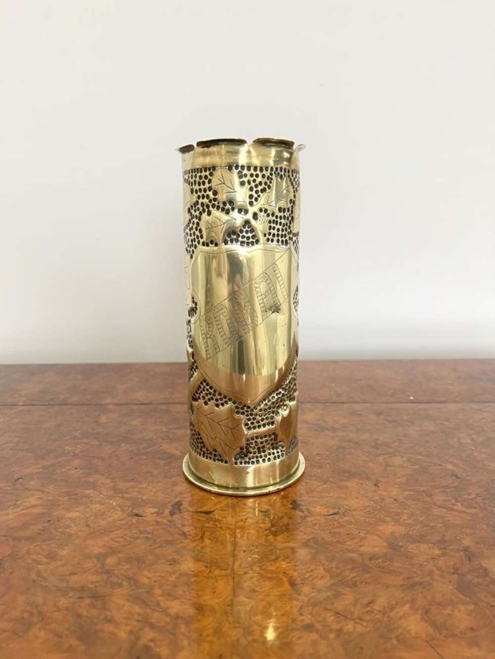 Quality Antique Ww1 Trench Art Brass Empty Shell Case