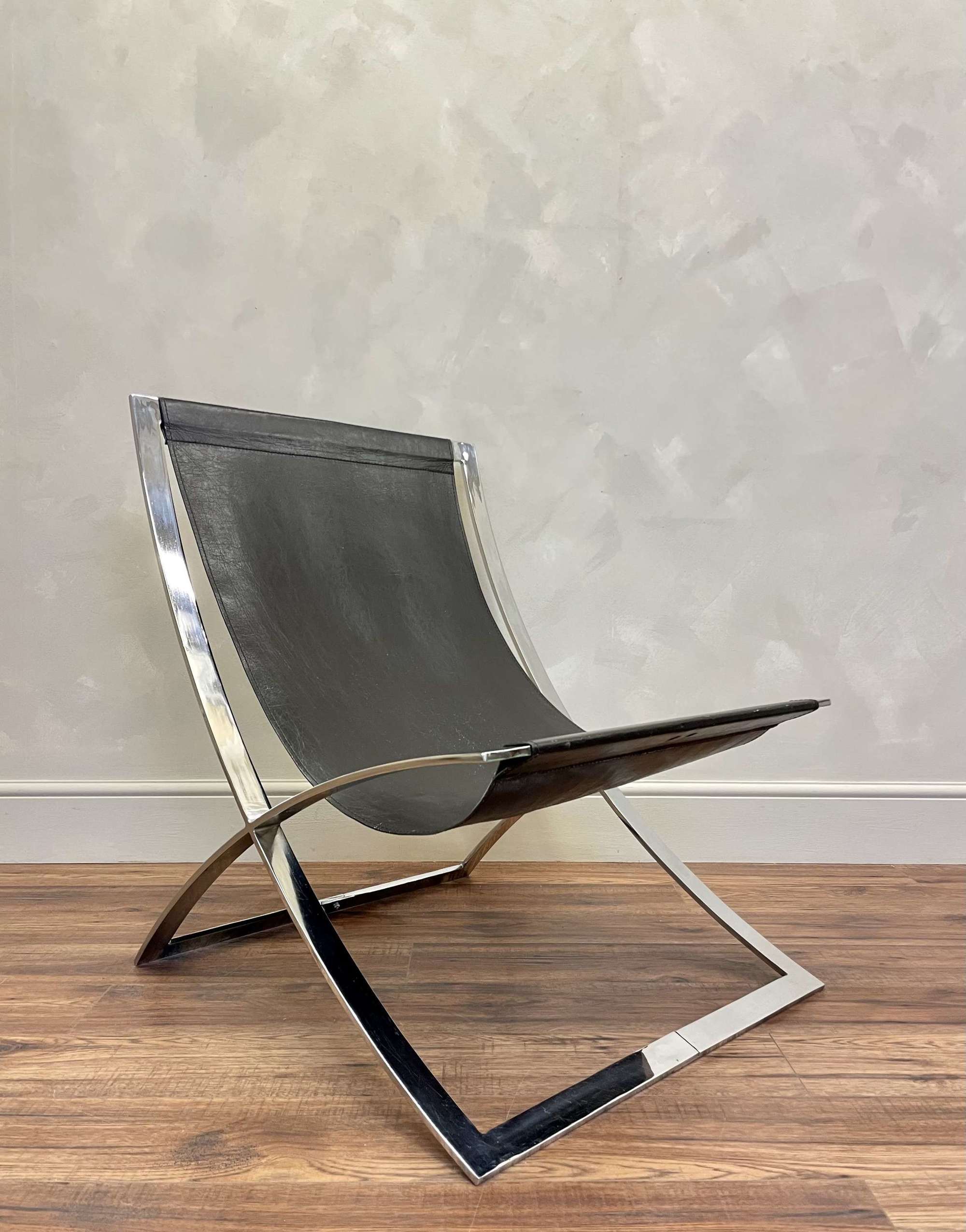 Italian Leather and Chrome Chair Attributed to Marcello Cuneo