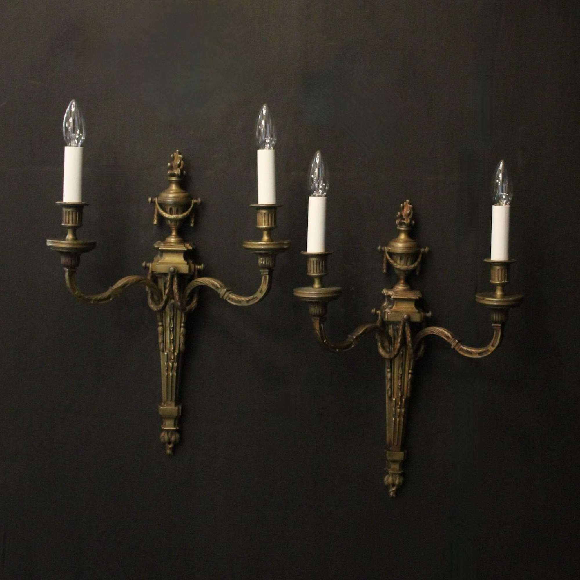French 19th C Pair Of Bronze Wall Sconces