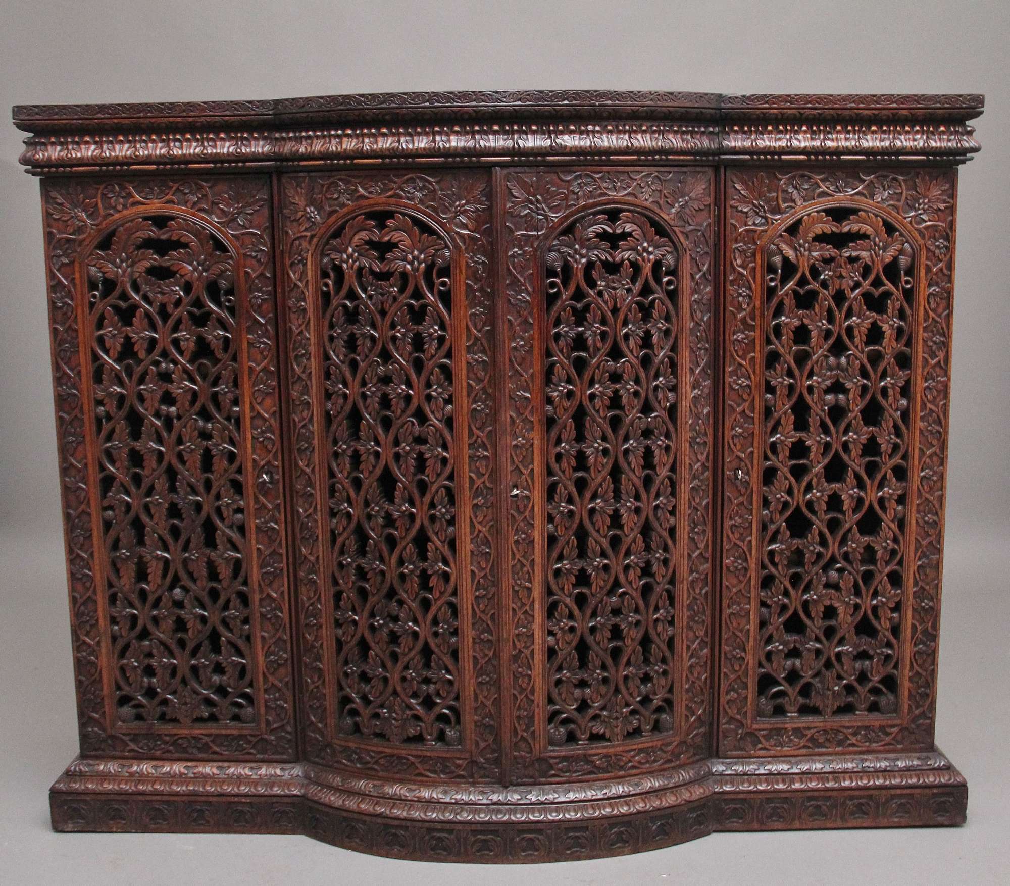 Mid 19th Century Highly Carved Anglo-indian Cabinet