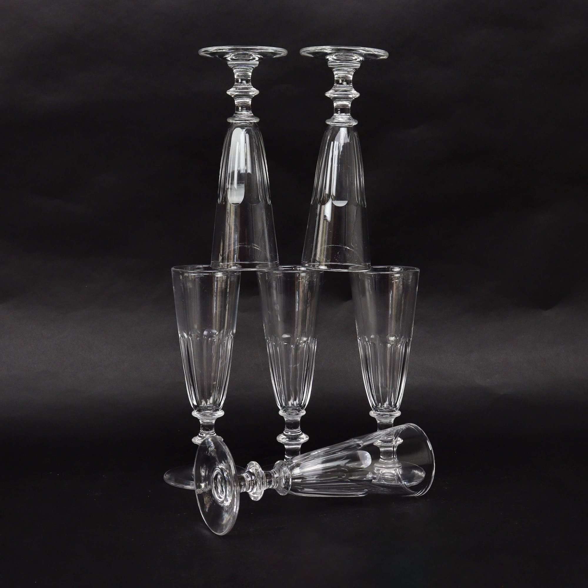 Set of French Crystal Champagne Flutes