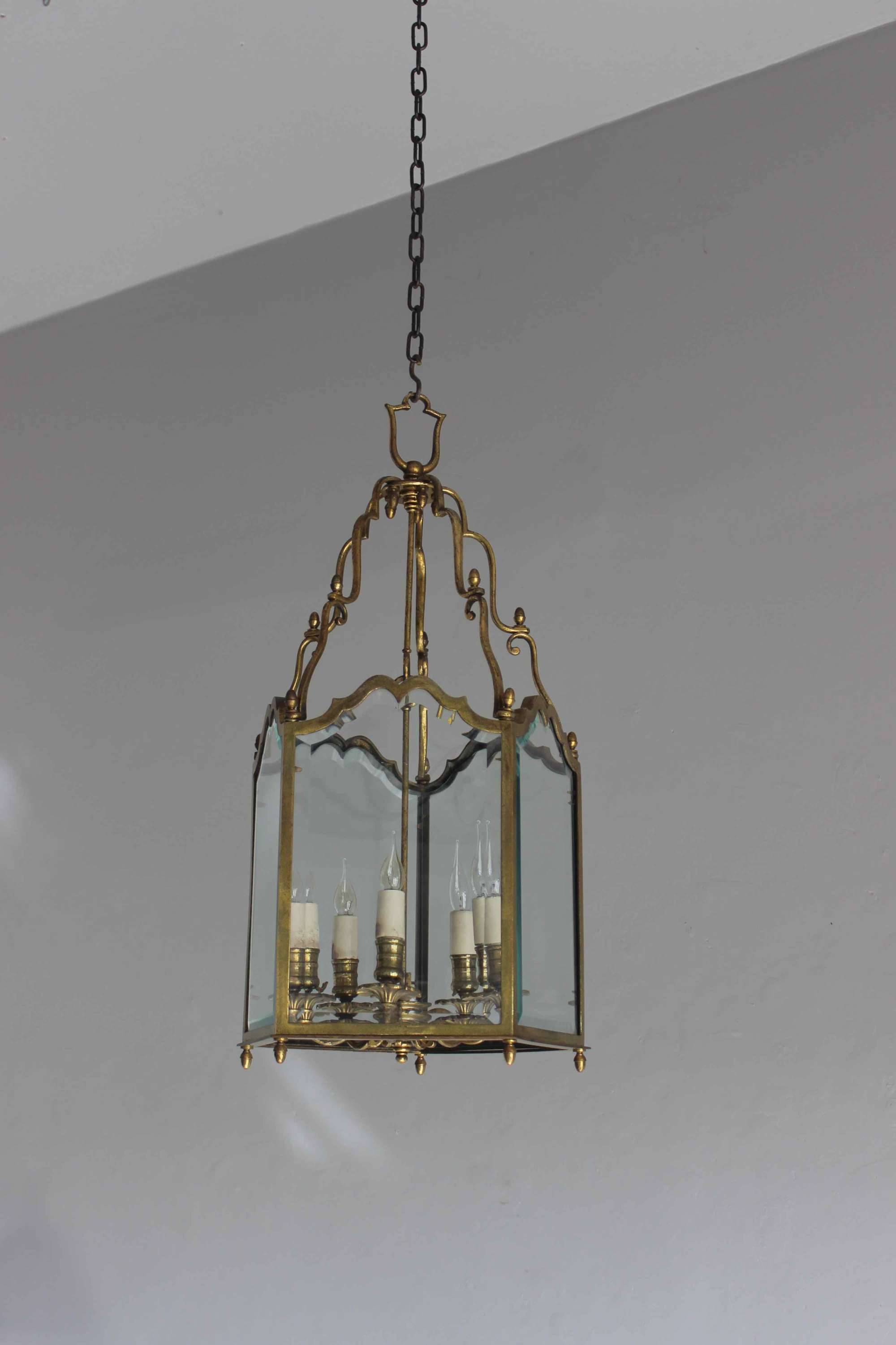 Five sided hand bevelled glass lantern
