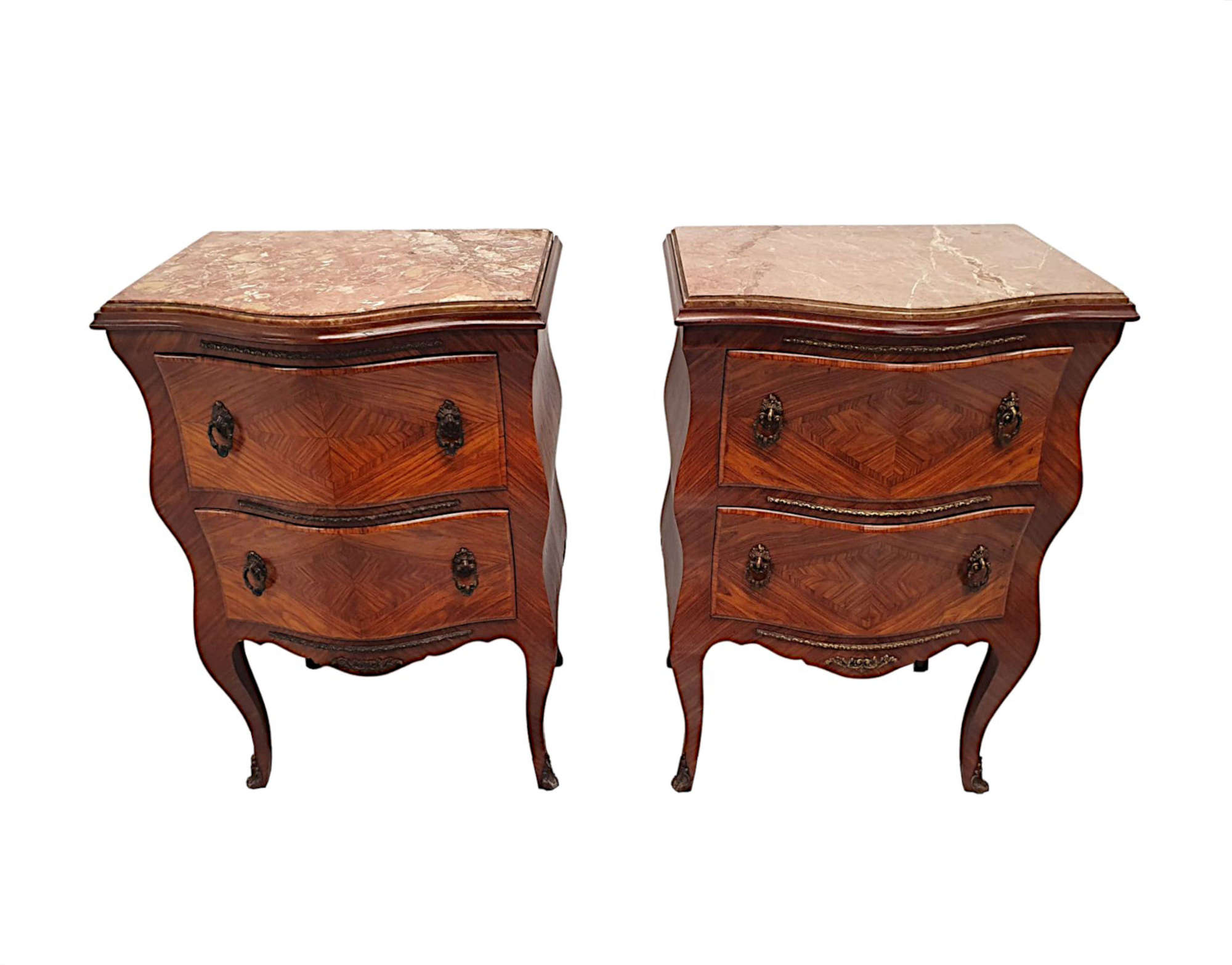 A Very Fine Pair Of 19th Century Large Marble Top Chests