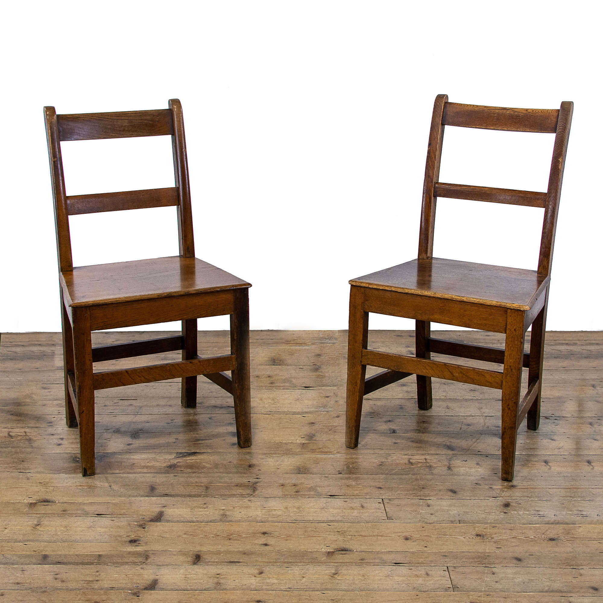 Pair Of Antique Oak Farmhouse Chairs