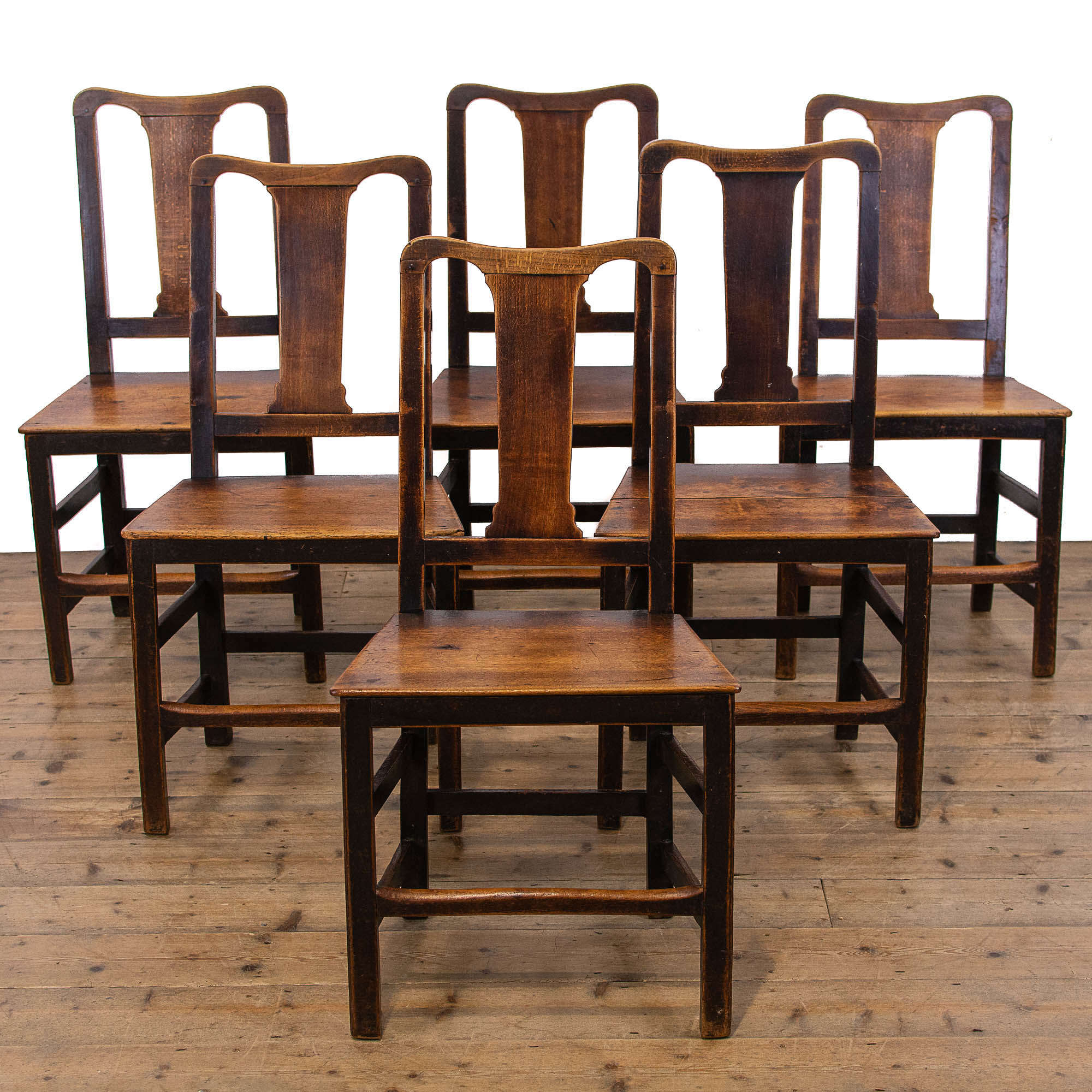 Set Of Six Georgian Antique Oak Chairs