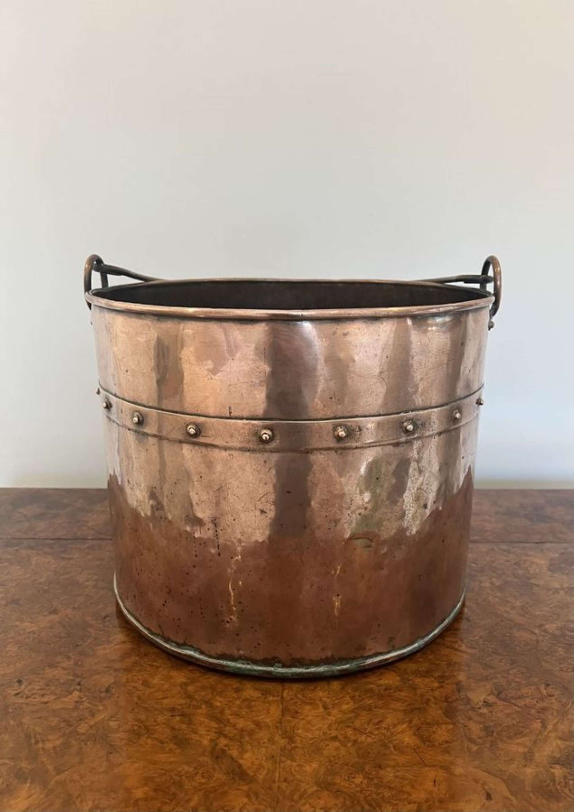 Quality Antique Victorian Copper Coal Bucket