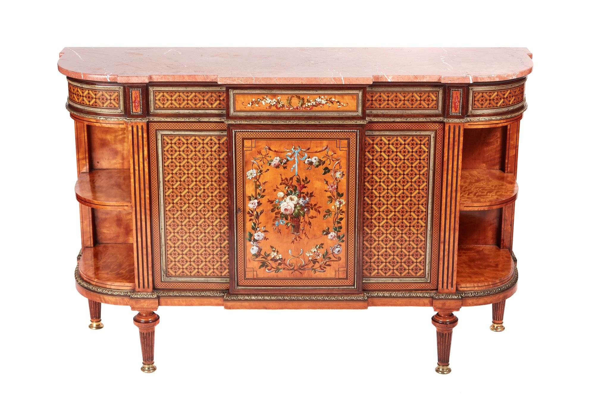 Howard & Sons fine inlaid marble top side cabinet