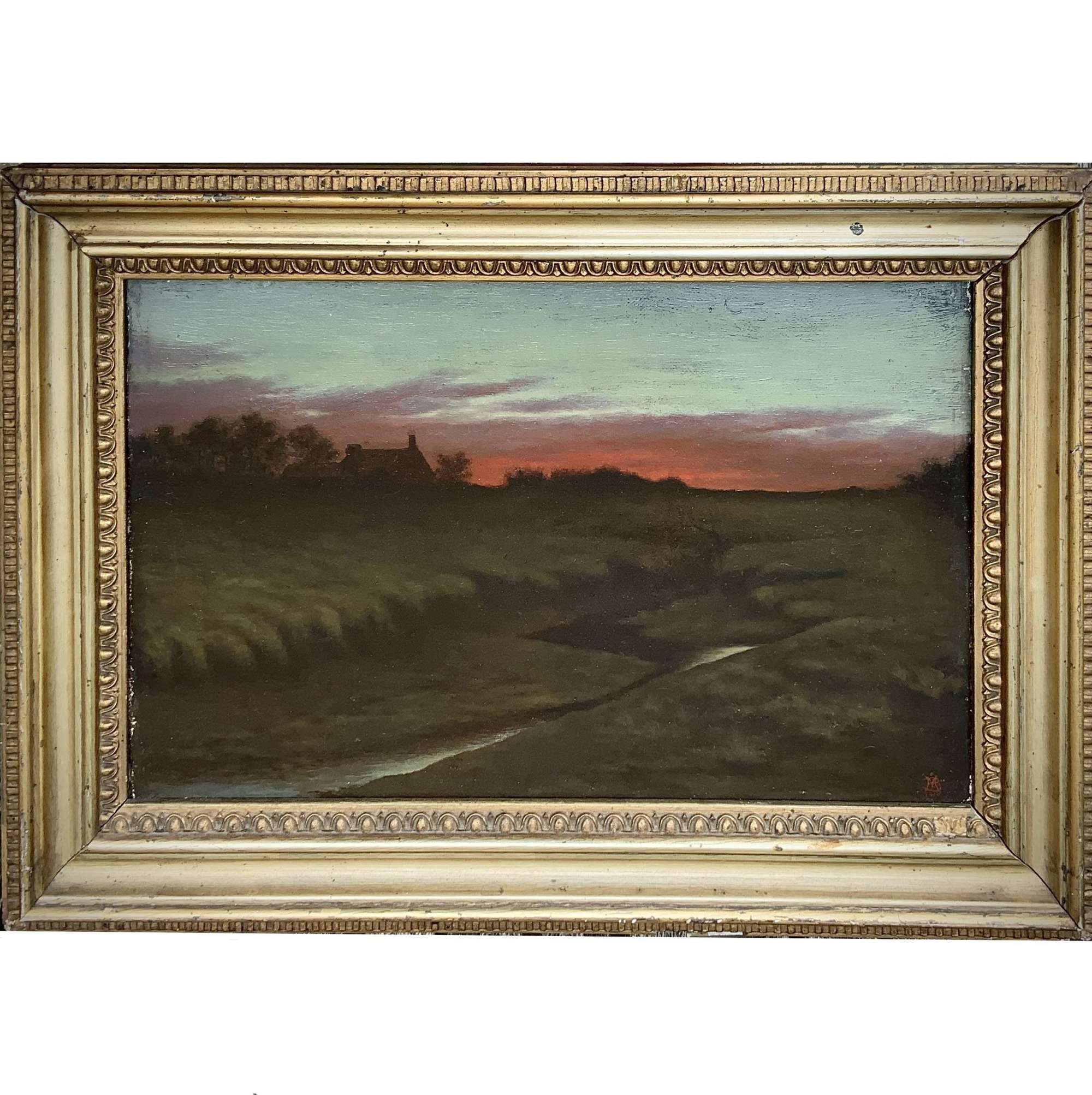 Early 20th Cent English Pre-Raphaelite School Landscape Painting