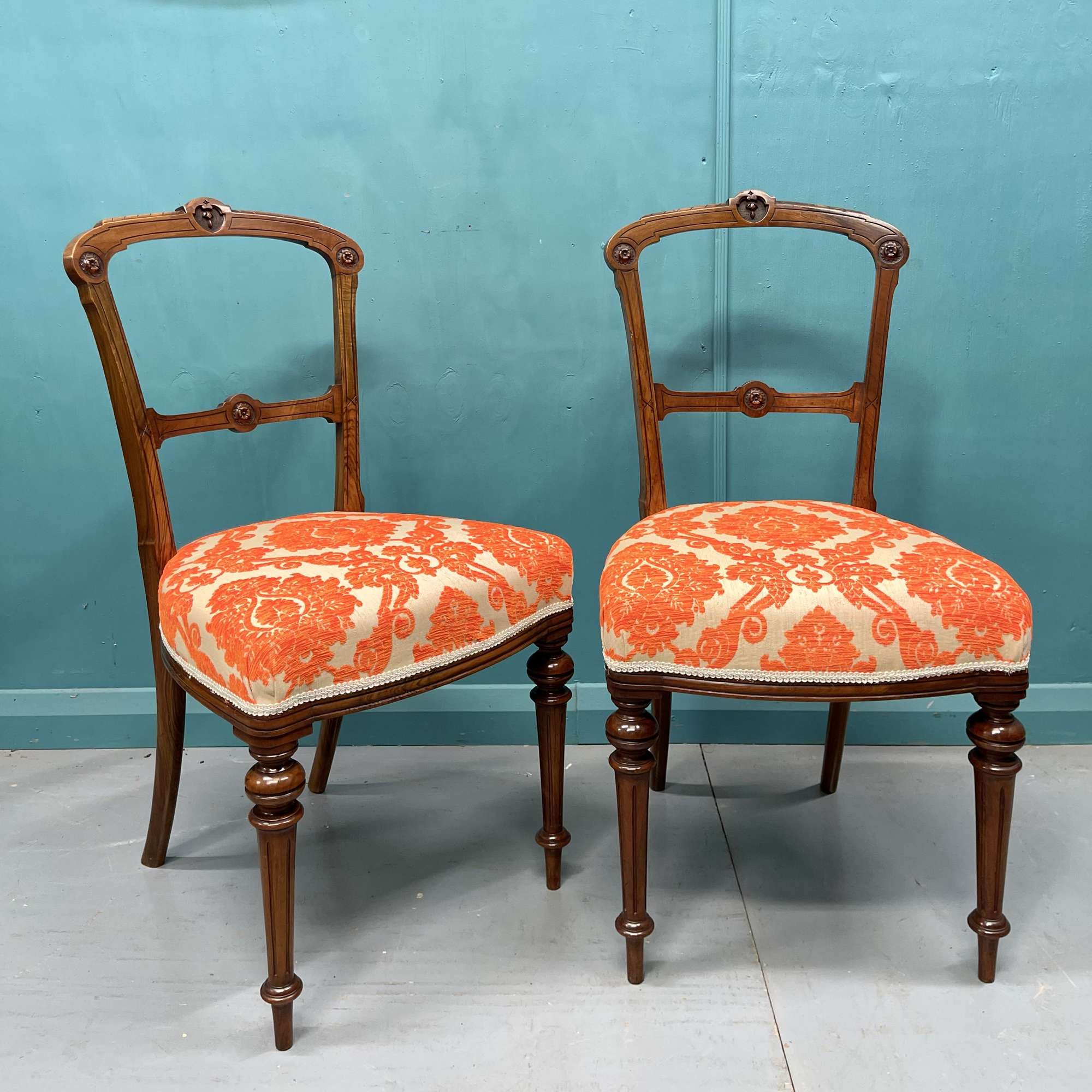 Pair of newly upholstered side chairs